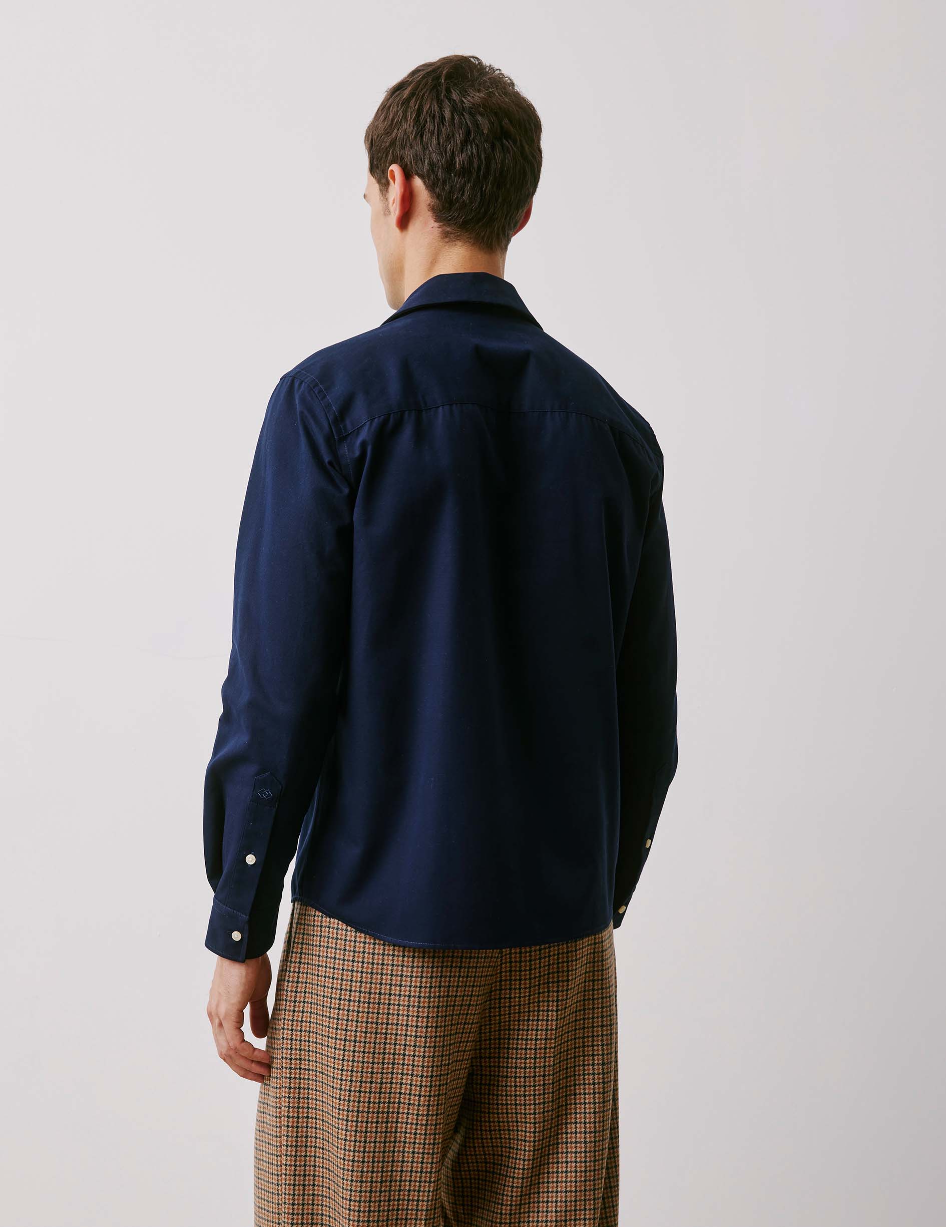 Ivano navy shirt - Twill - Cuban with bridle Collar