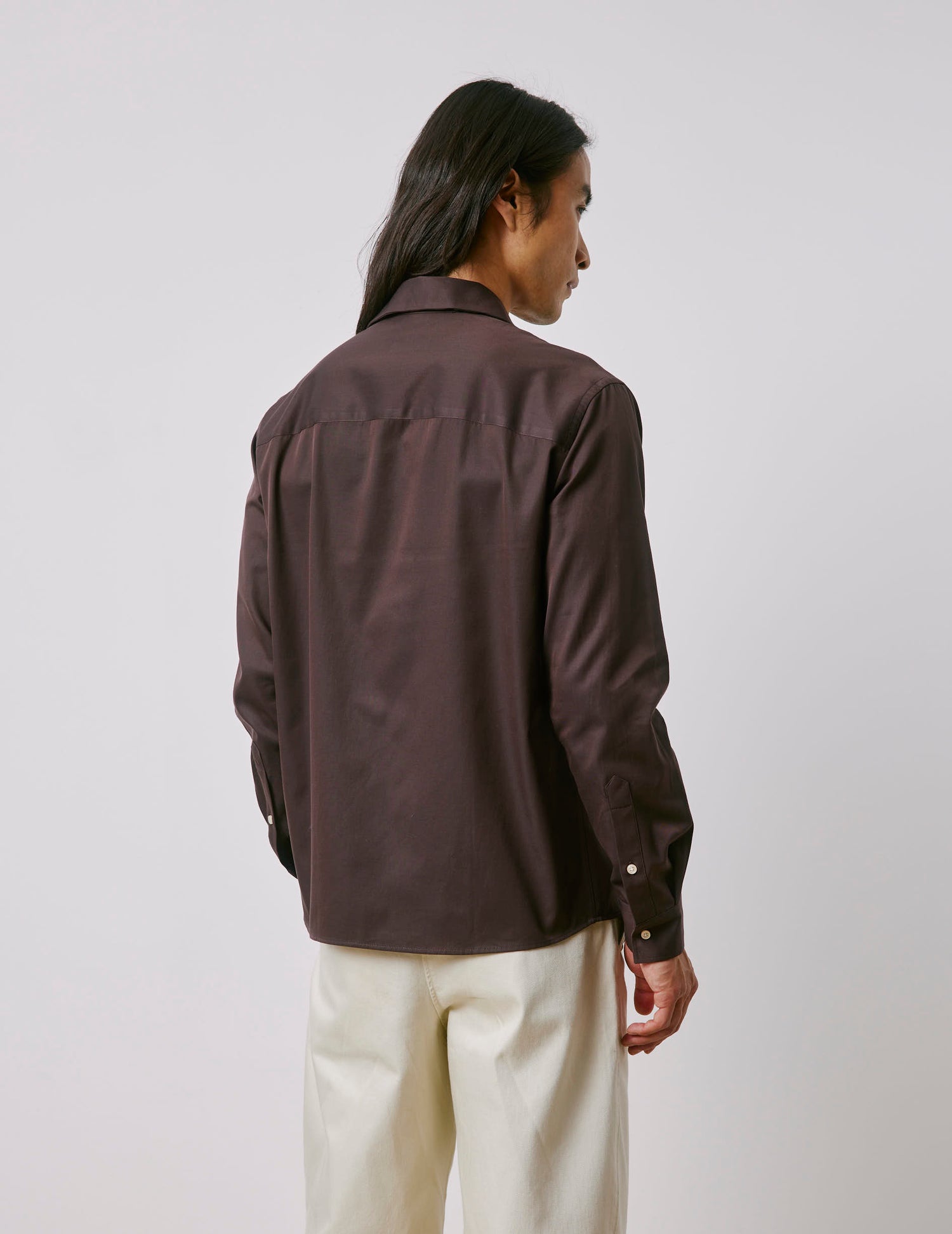 Ivano brown shirt - Twill - Cuban with bridle Collar#4