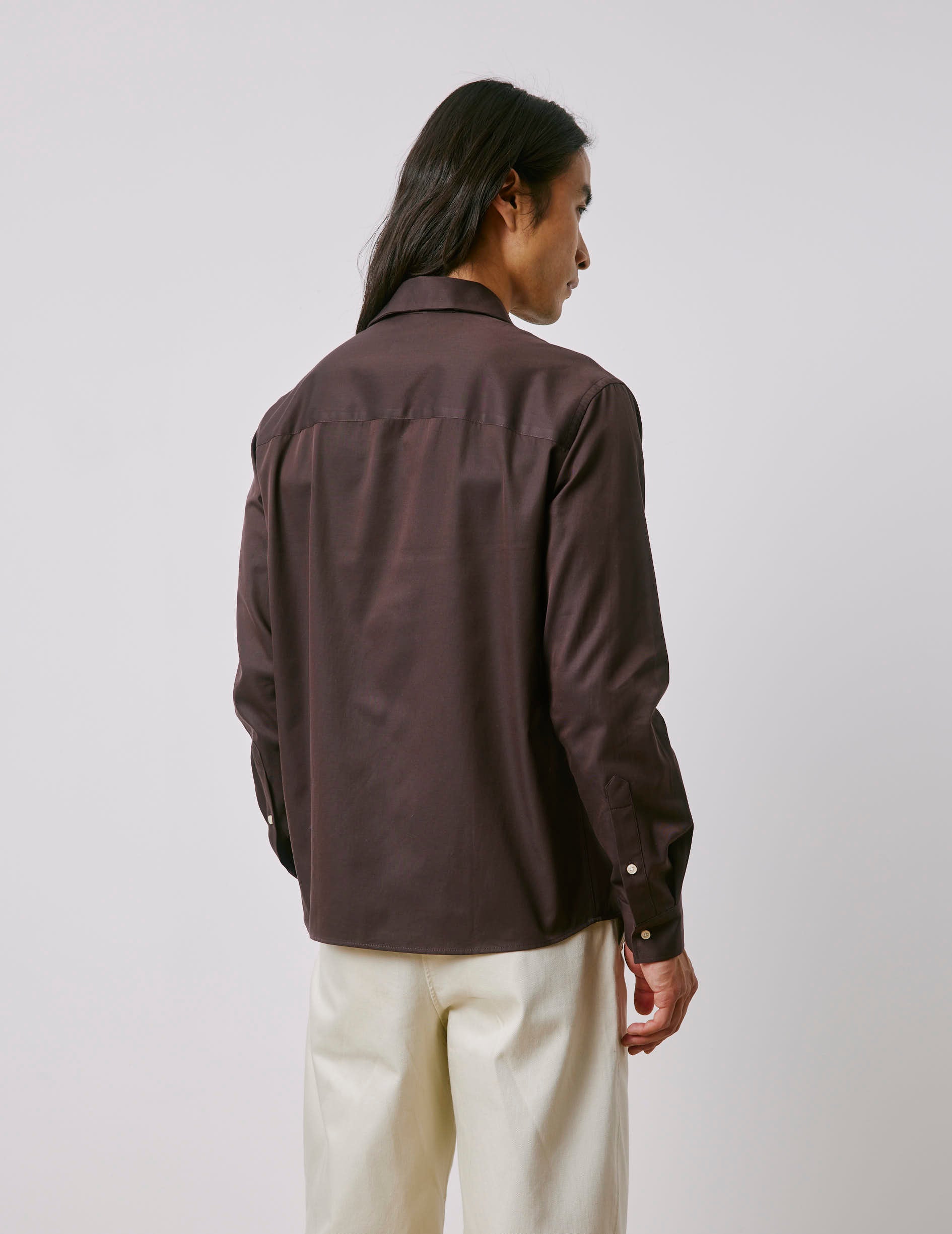 Ivano brown shirt - Twill - Cuban with bridle Collar