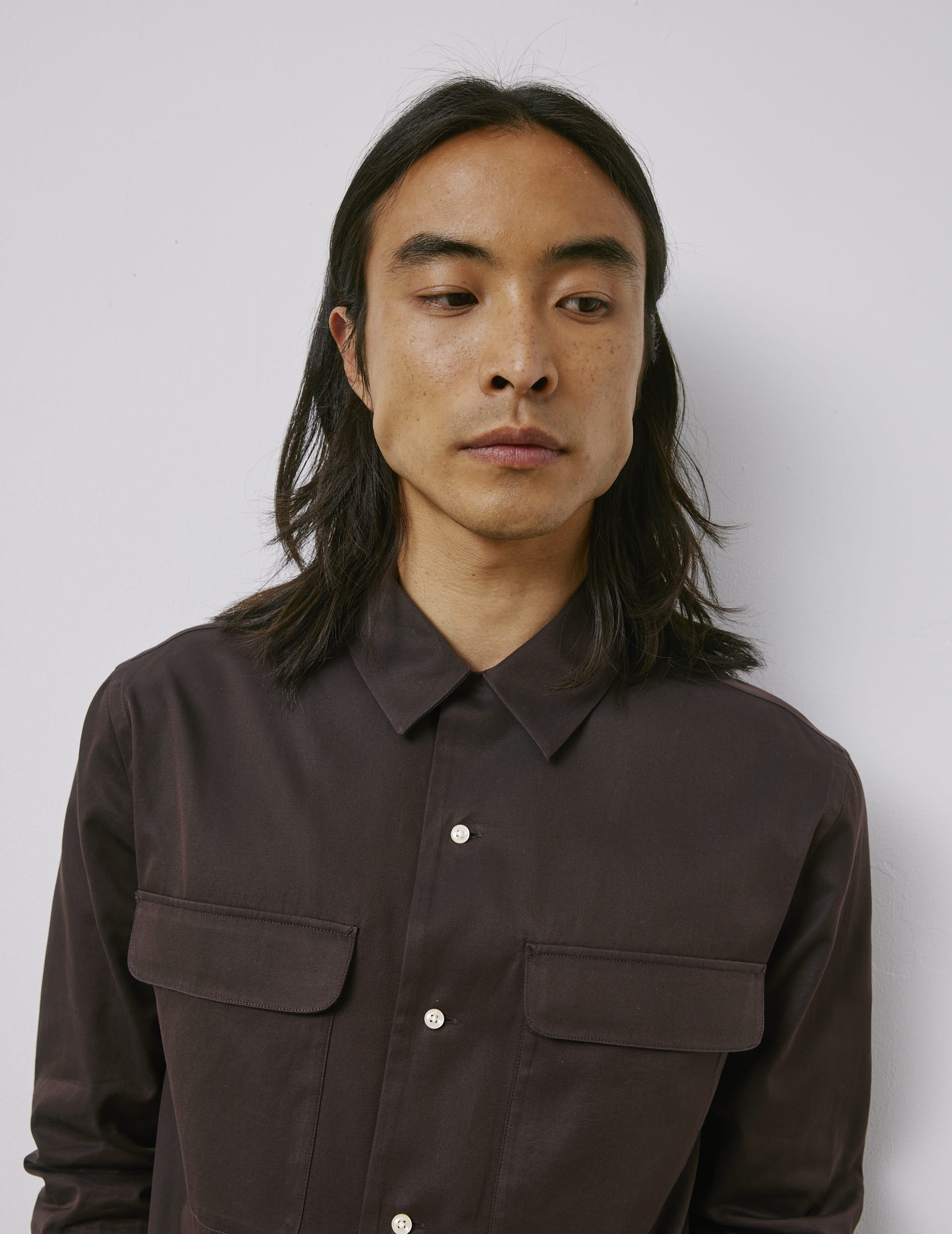 Ivano brown shirt - Twill - Cuban with bridle Collar