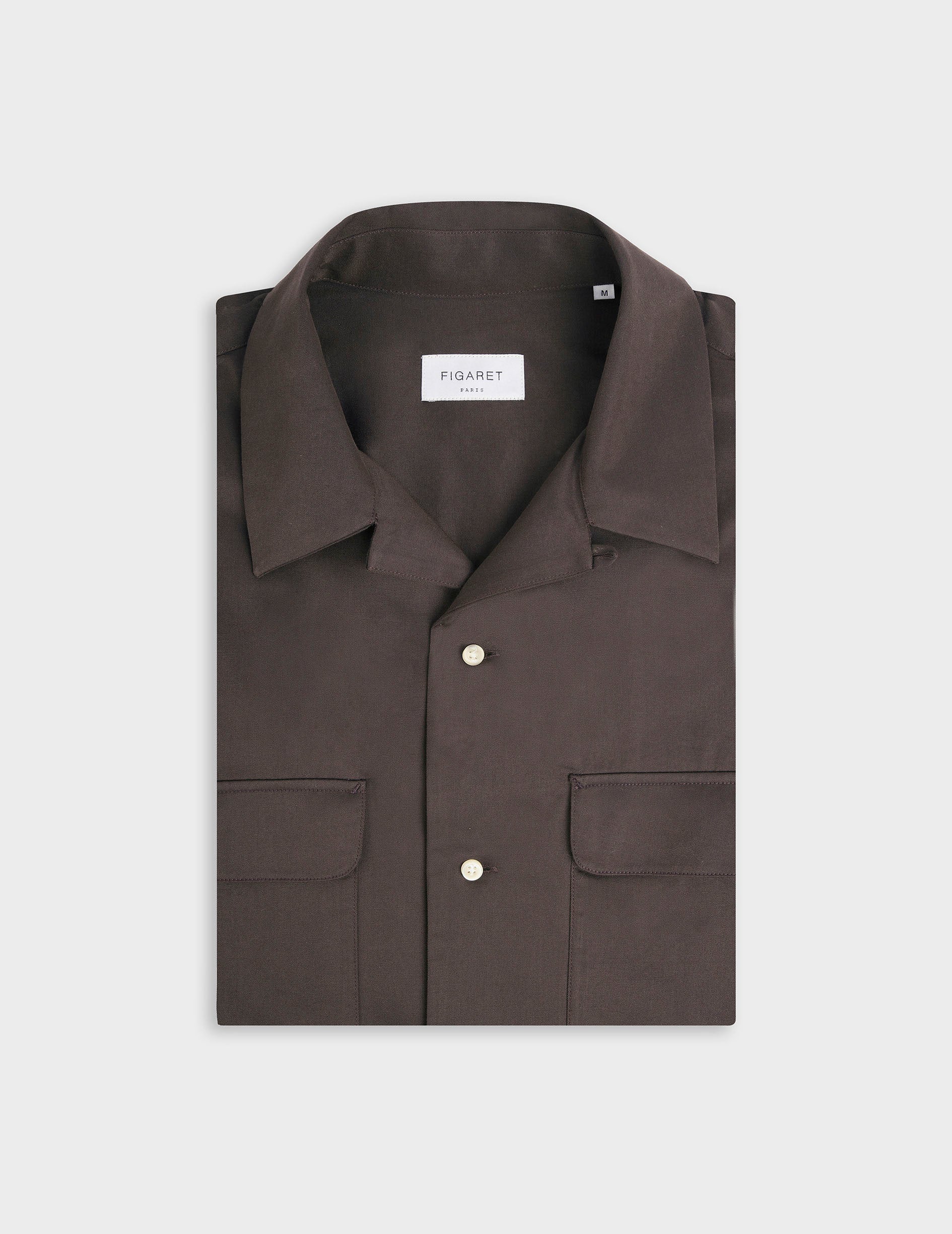 Ivano brown shirt - Twill - Cuban with bridle Collar