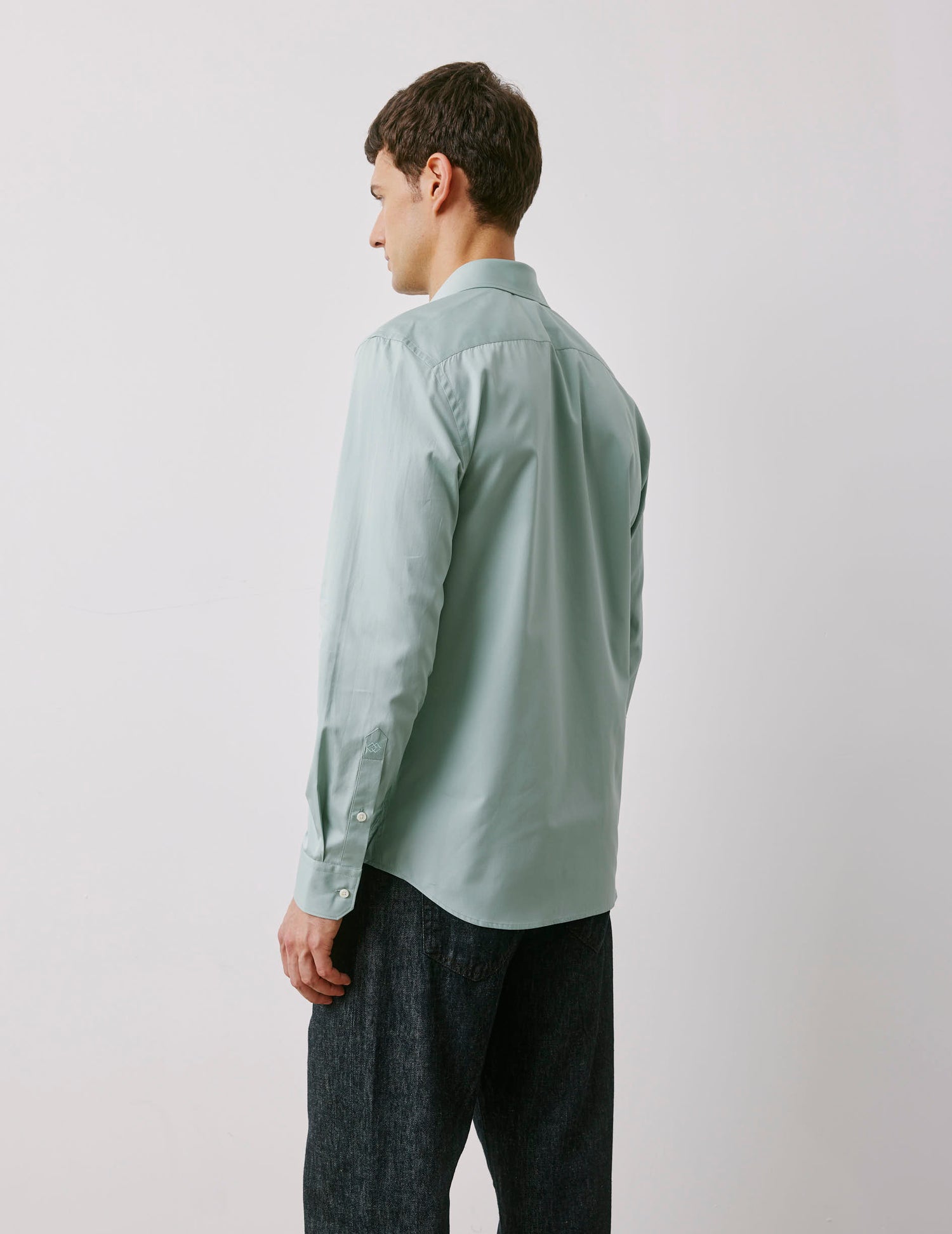 Semi-fitted green shirt - Poplin - Majestic Collar#3