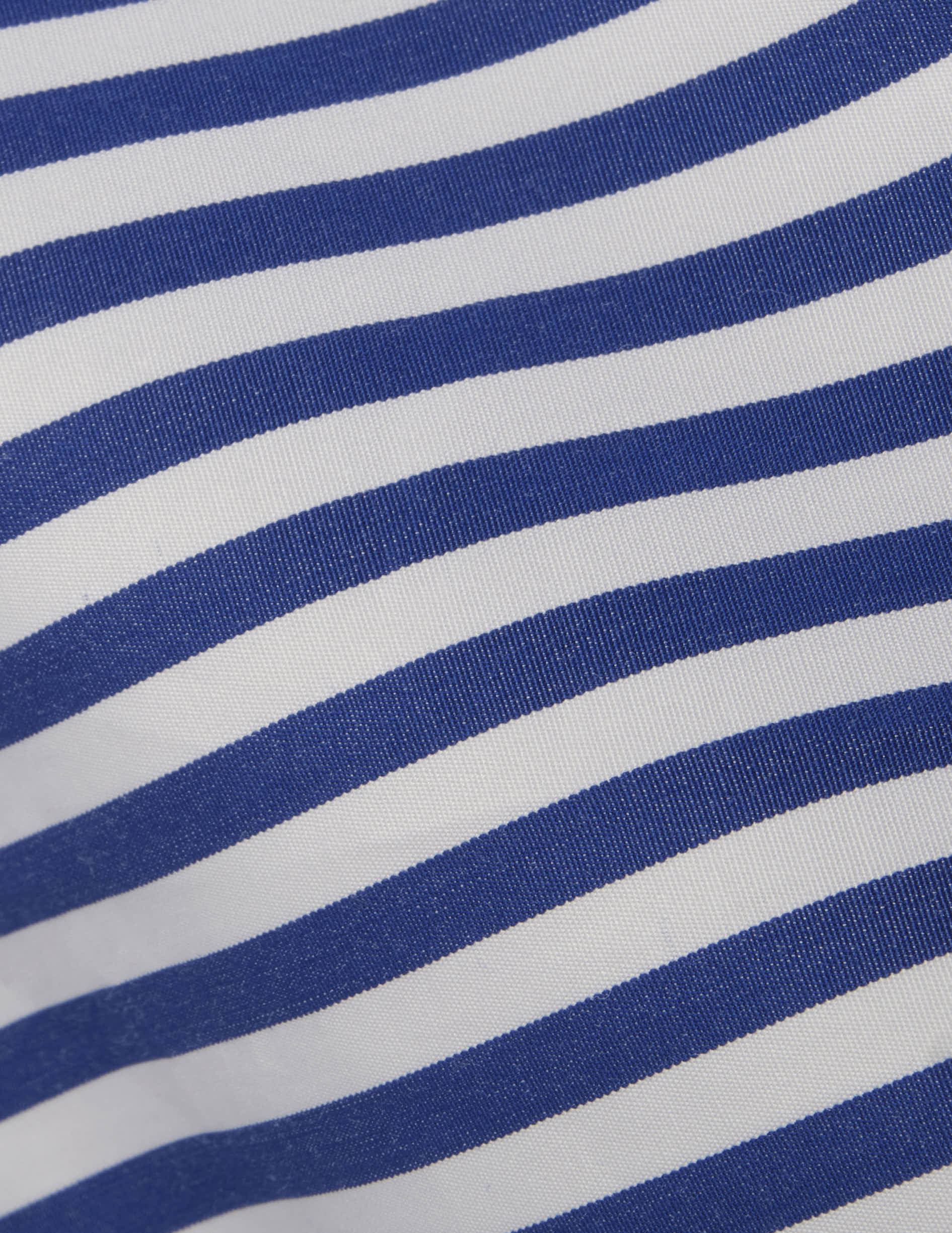 Semi-fitted navy striped shirt - Poplin - Majestic Collar