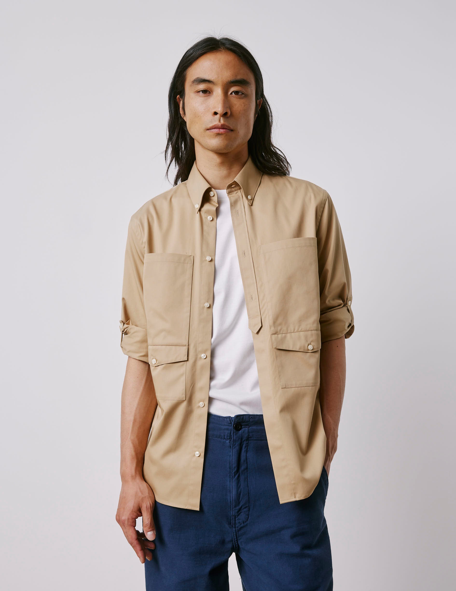Mathéo beige shirt - Twill - Prodigious buttoned Collar