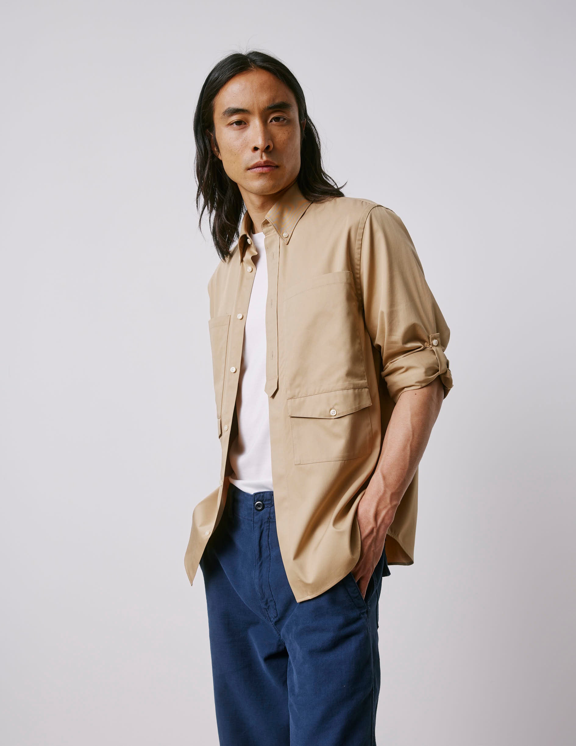 Mathéo beige shirt - Twill - Prodigious buttoned Collar