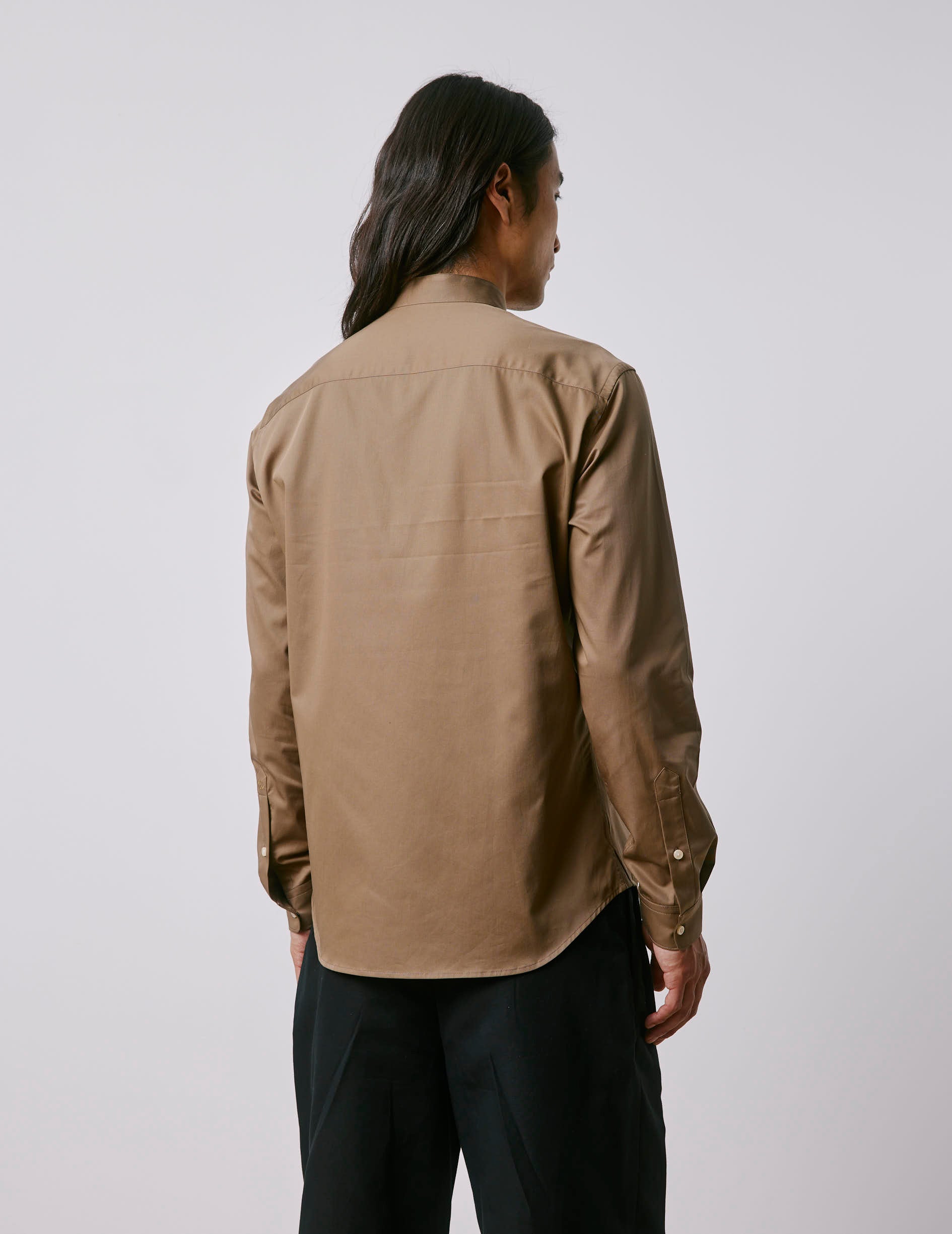 Mathias taupe shirt - Twill - Officer Collar
