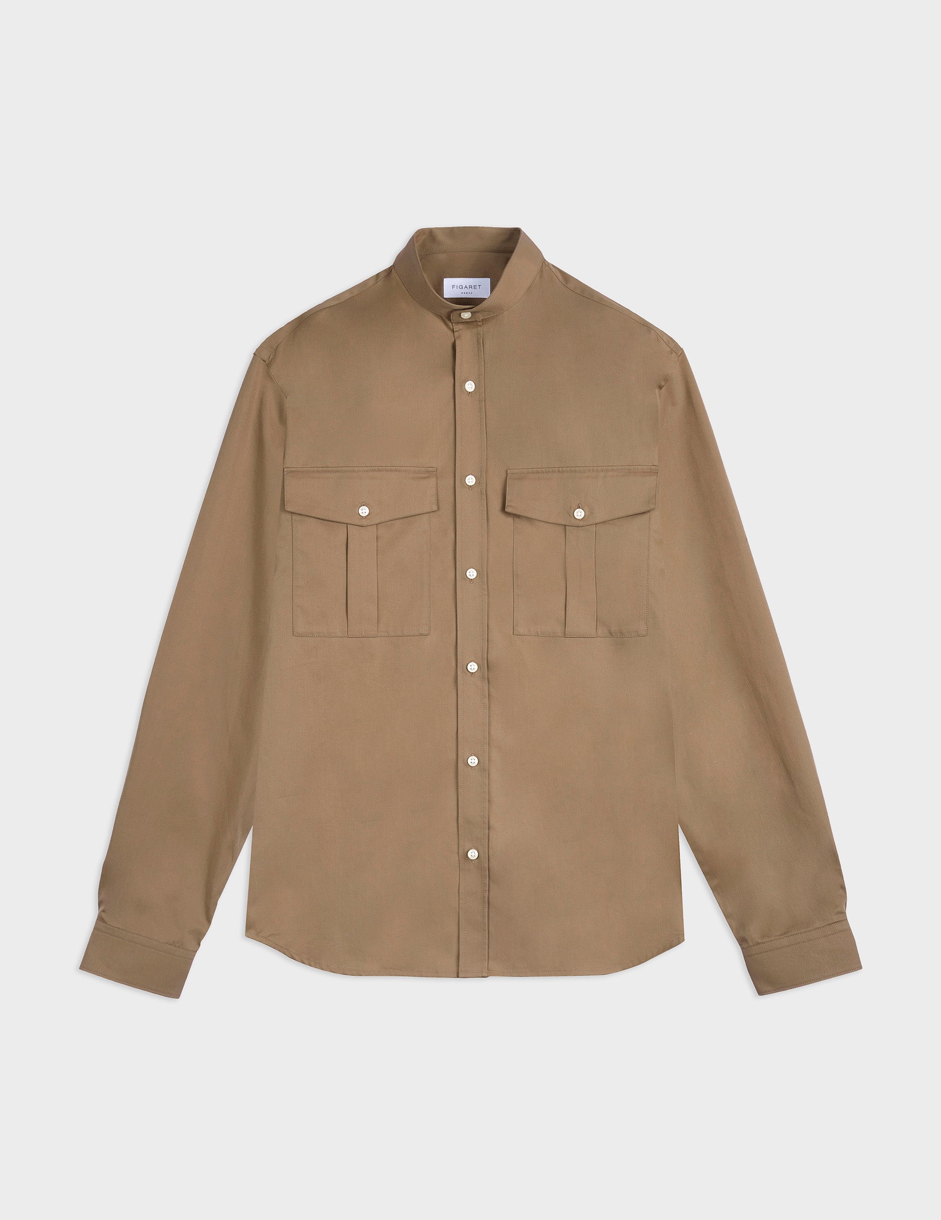 Mathias taupe shirt - Twill - Officer Collar