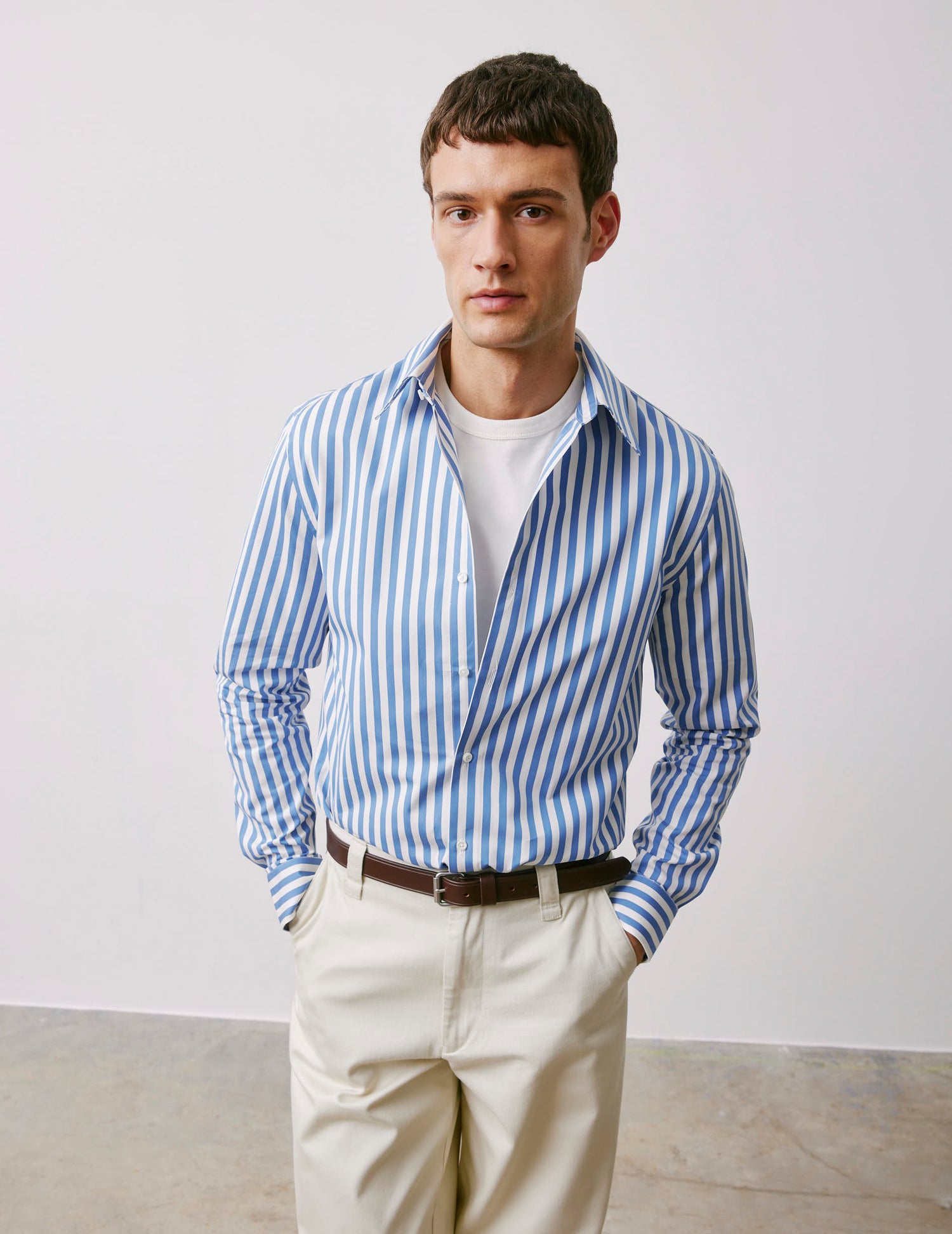 Fitted blue striped shirt - Poplin - Prodigious Collar#5