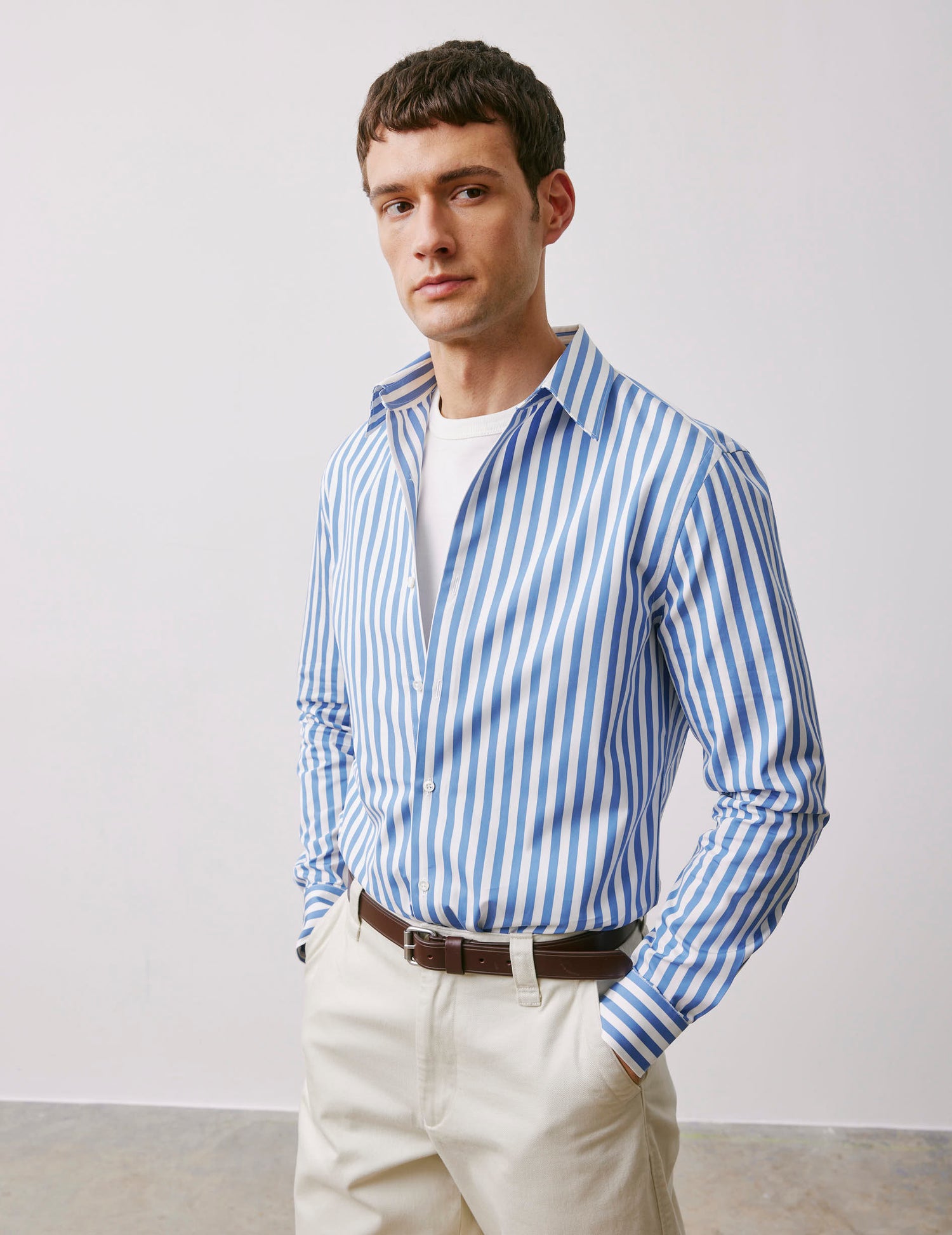 Fitted blue striped shirt - Poplin - Prodigious Collar#3