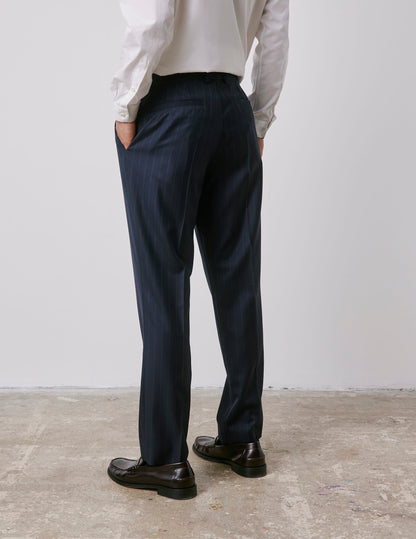Driss navy striped virgin wool suit pants