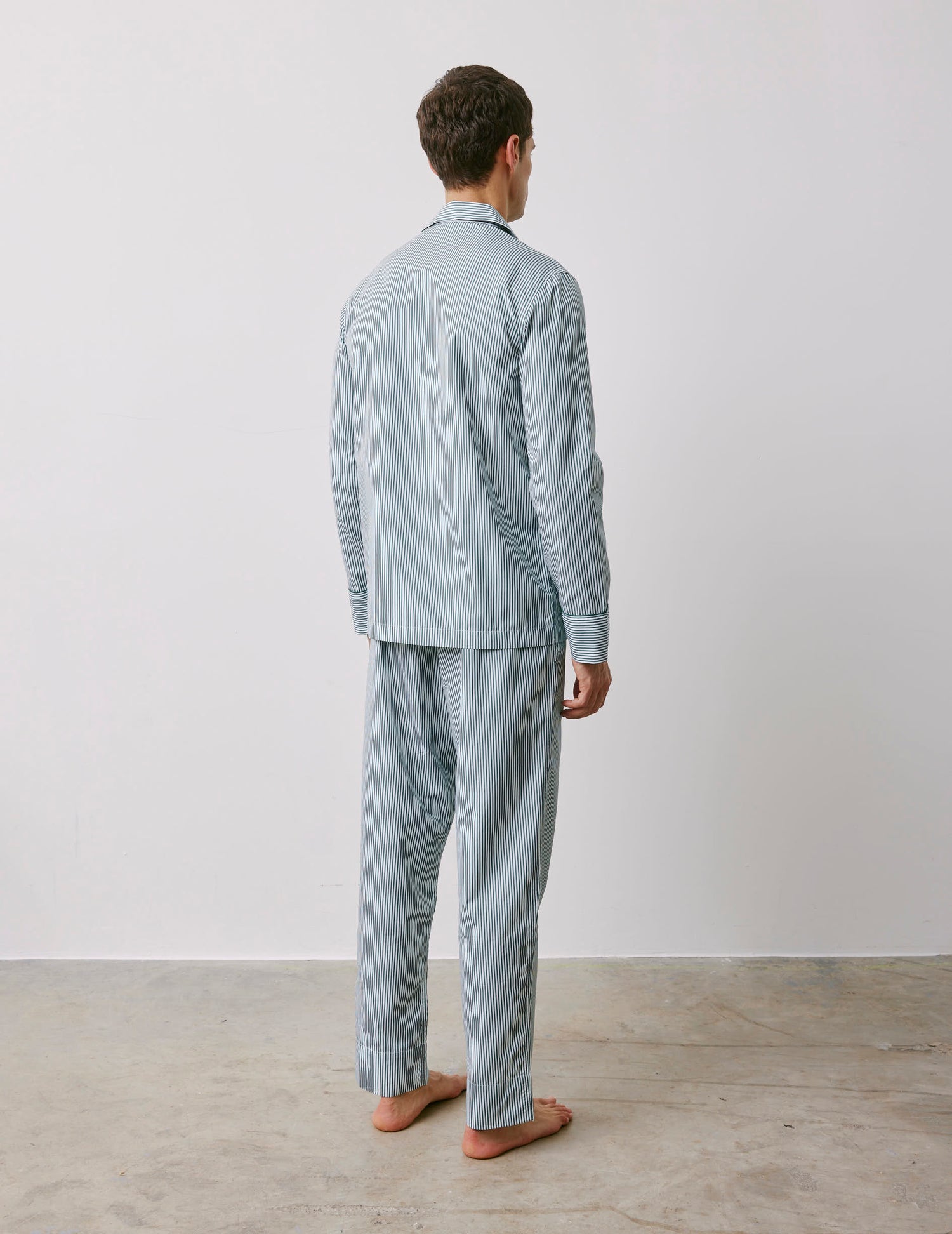 Louis green striped poplin pajamas