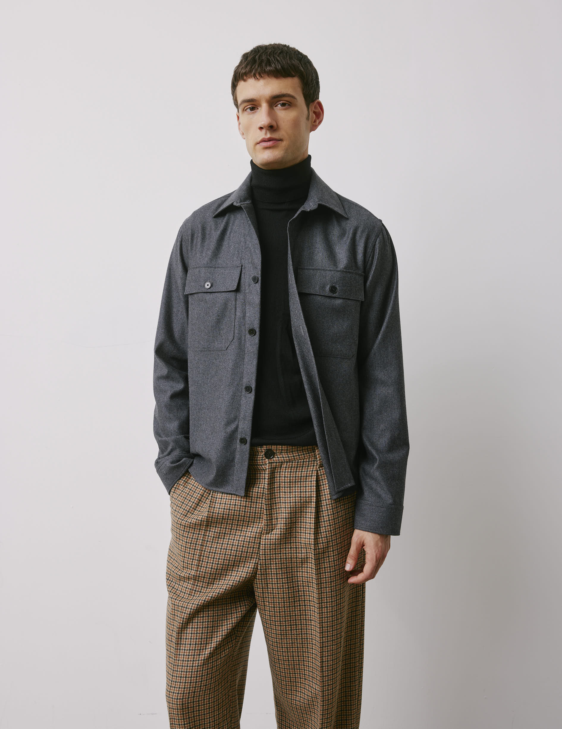 Maxime grey virgin wool shirt jacket