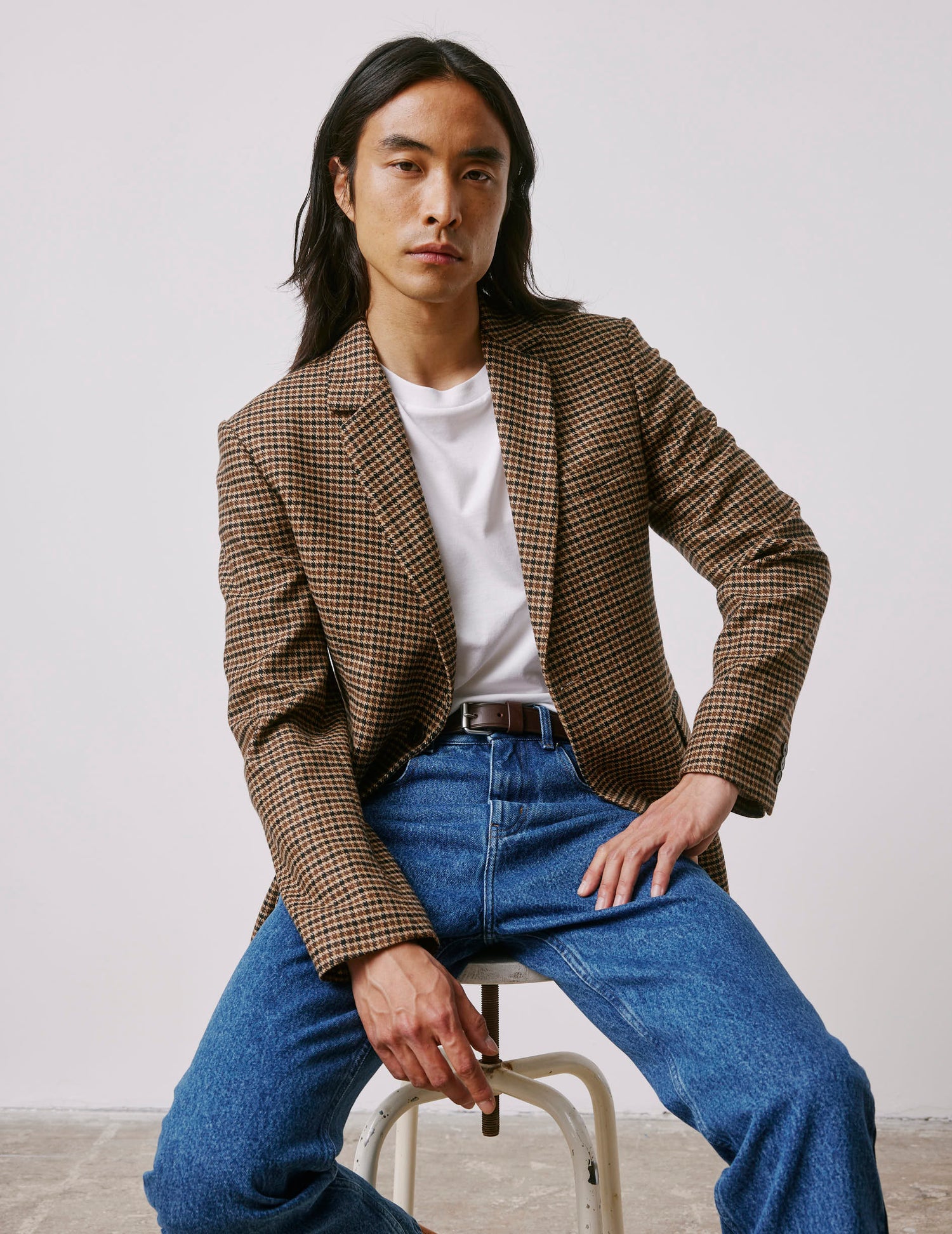 Gabin brown houndstooth wool blazer