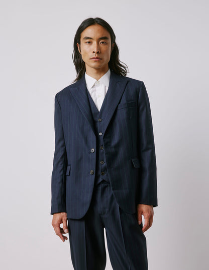 Marlon navy striped wool suit jacket