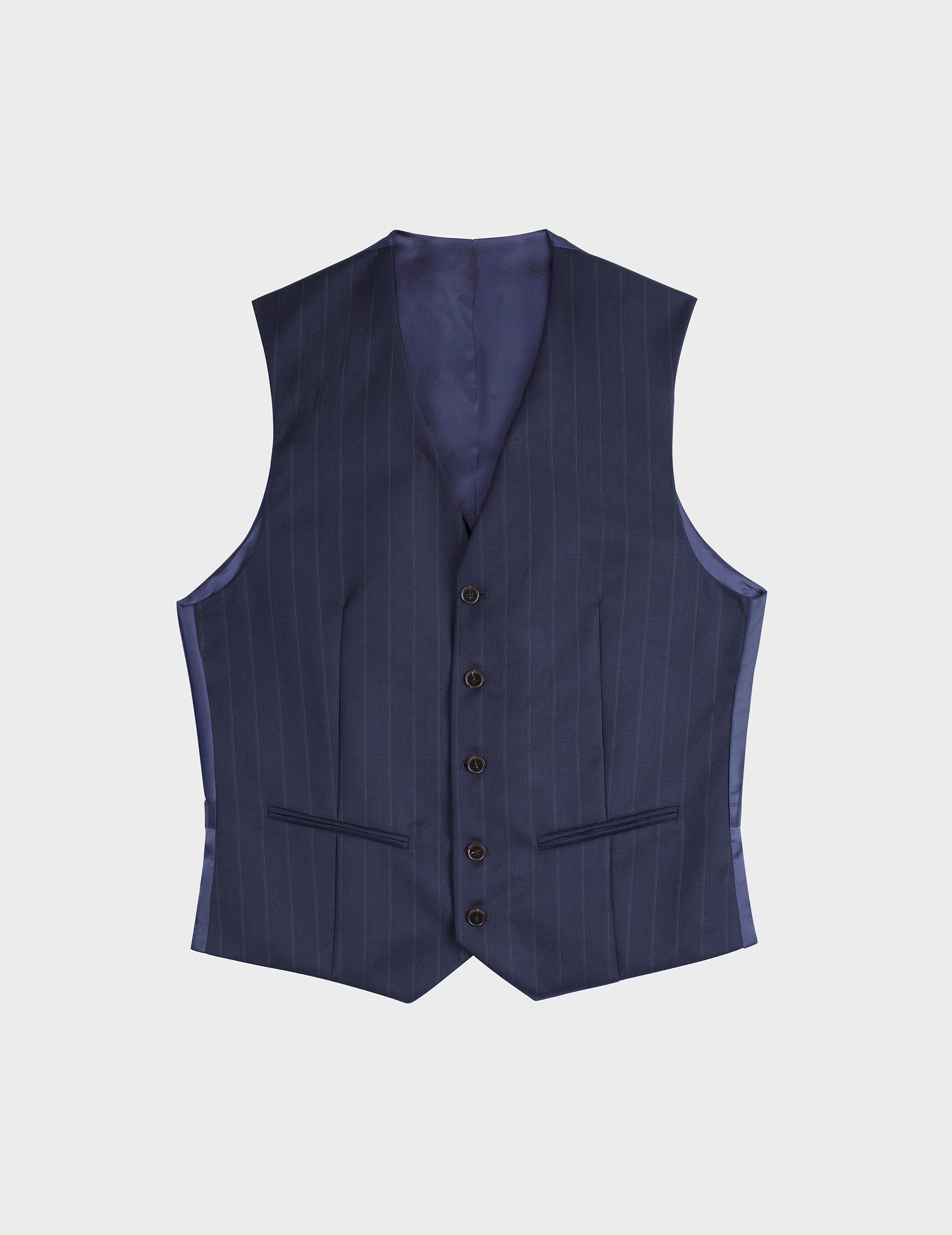 Mickael navy striped virgin wool suit vest
