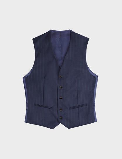 Mickael navy striped virgin wool suit vest