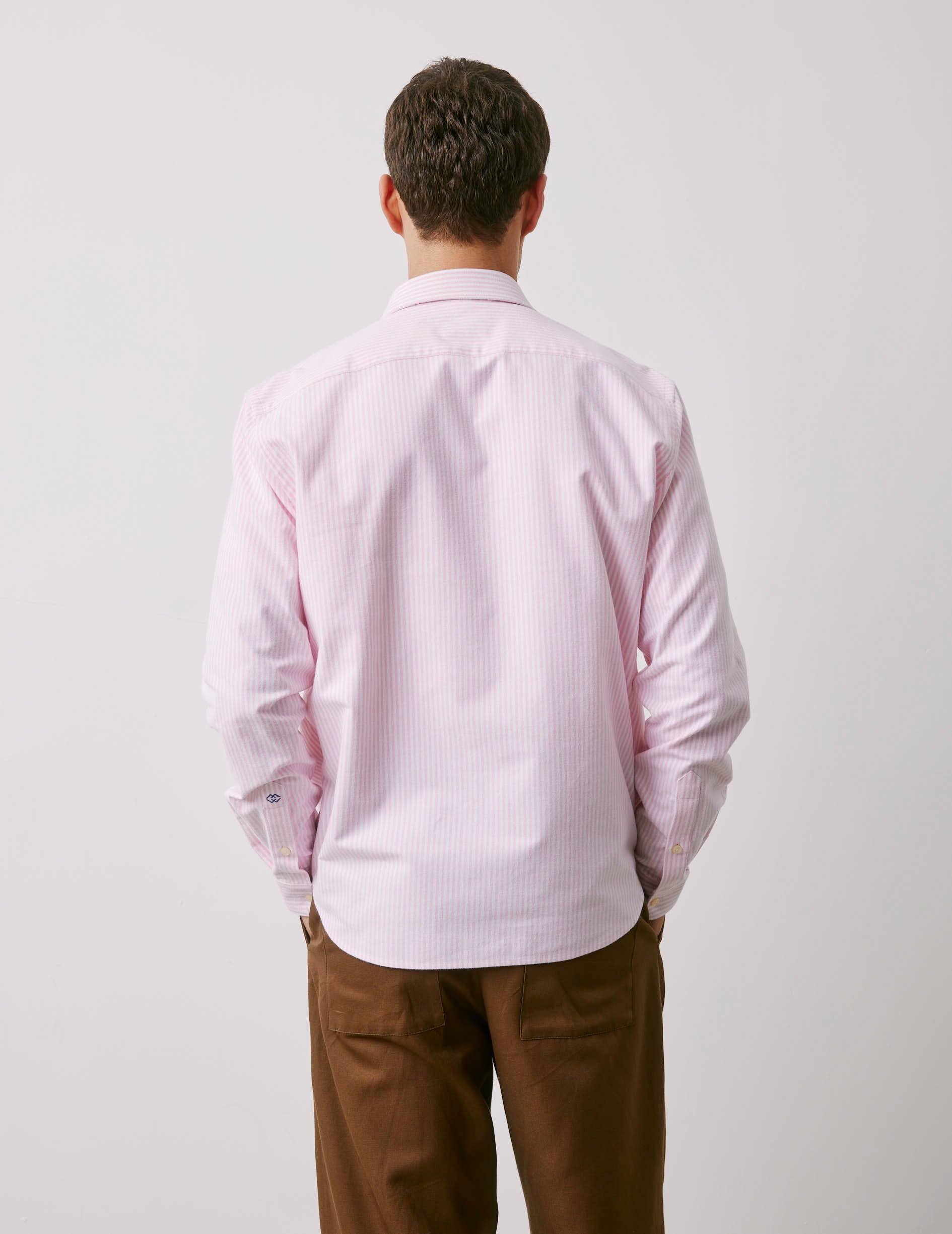 Unisex pink striped "Je t'aime" shirt - Scratch oxford - Figaret Collar