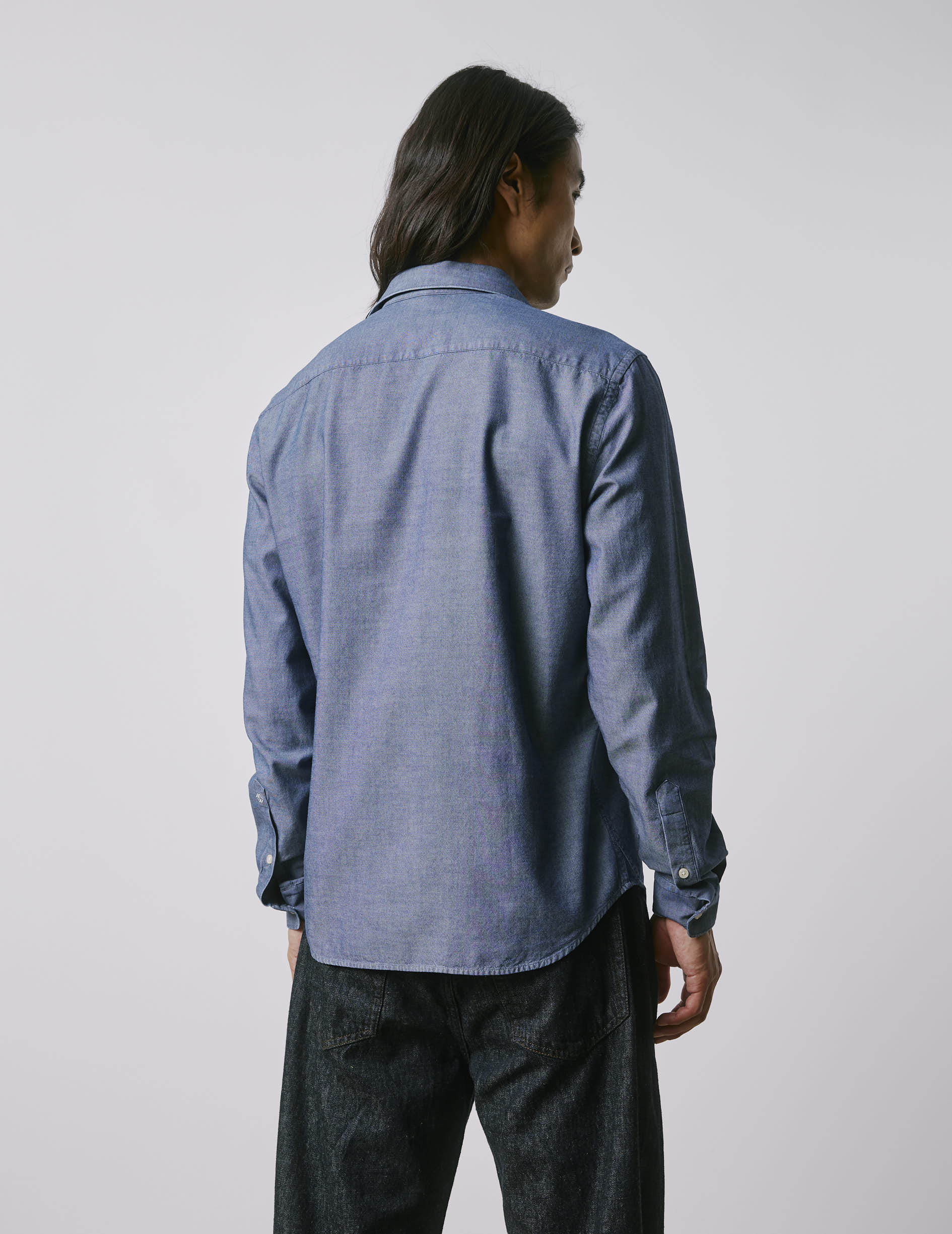 Unisex denim blue "Je t'aime" shirt - Denim - Figaret Collar