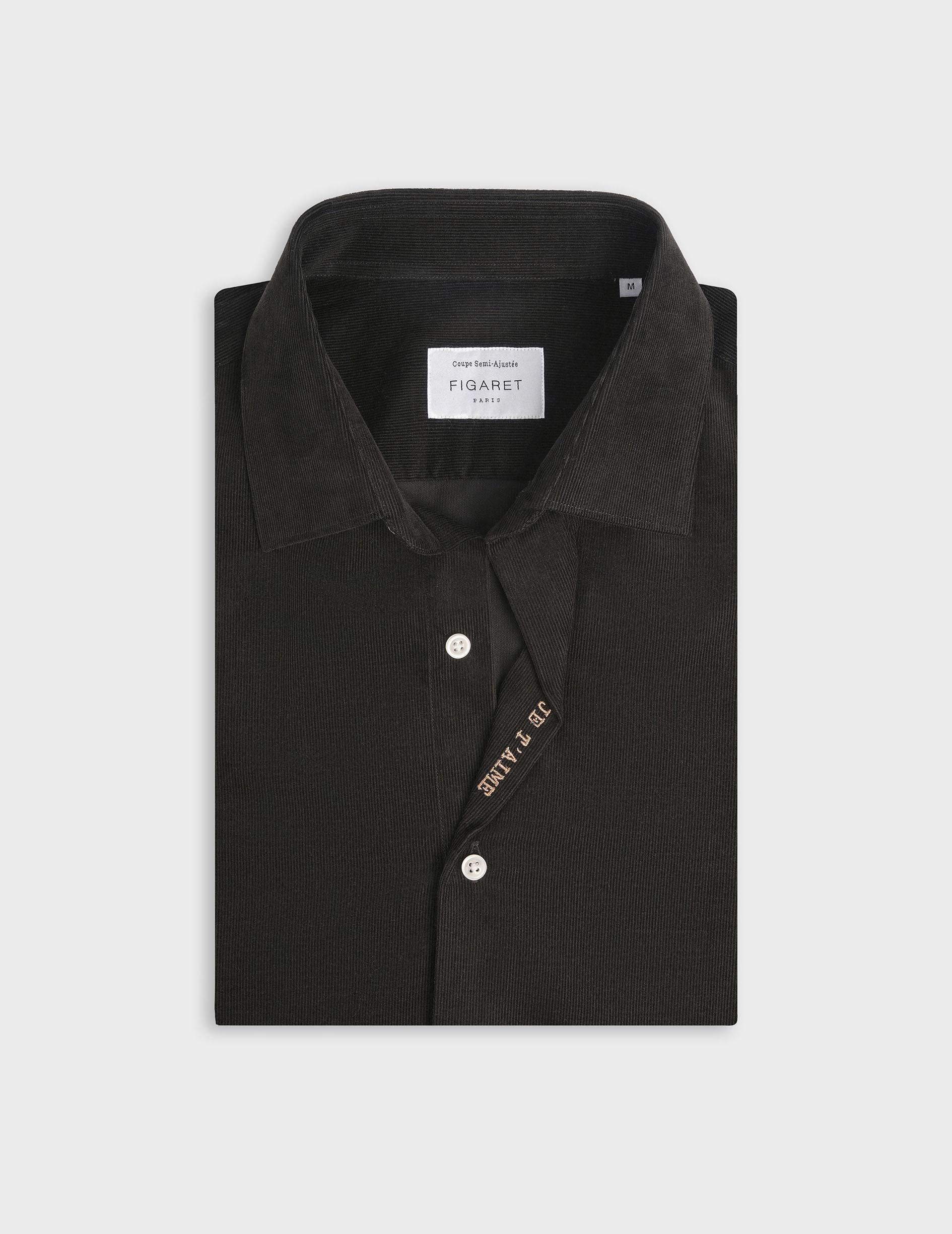 Unisex brown velvet "Je t'aime" shirt - Velvet - Figaret Collar