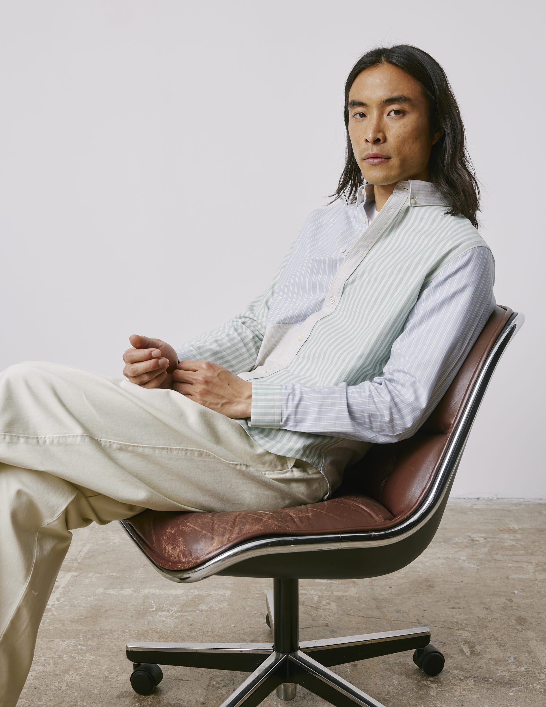 Marvinn blue striped Fun shirt - Oxford - American Collar