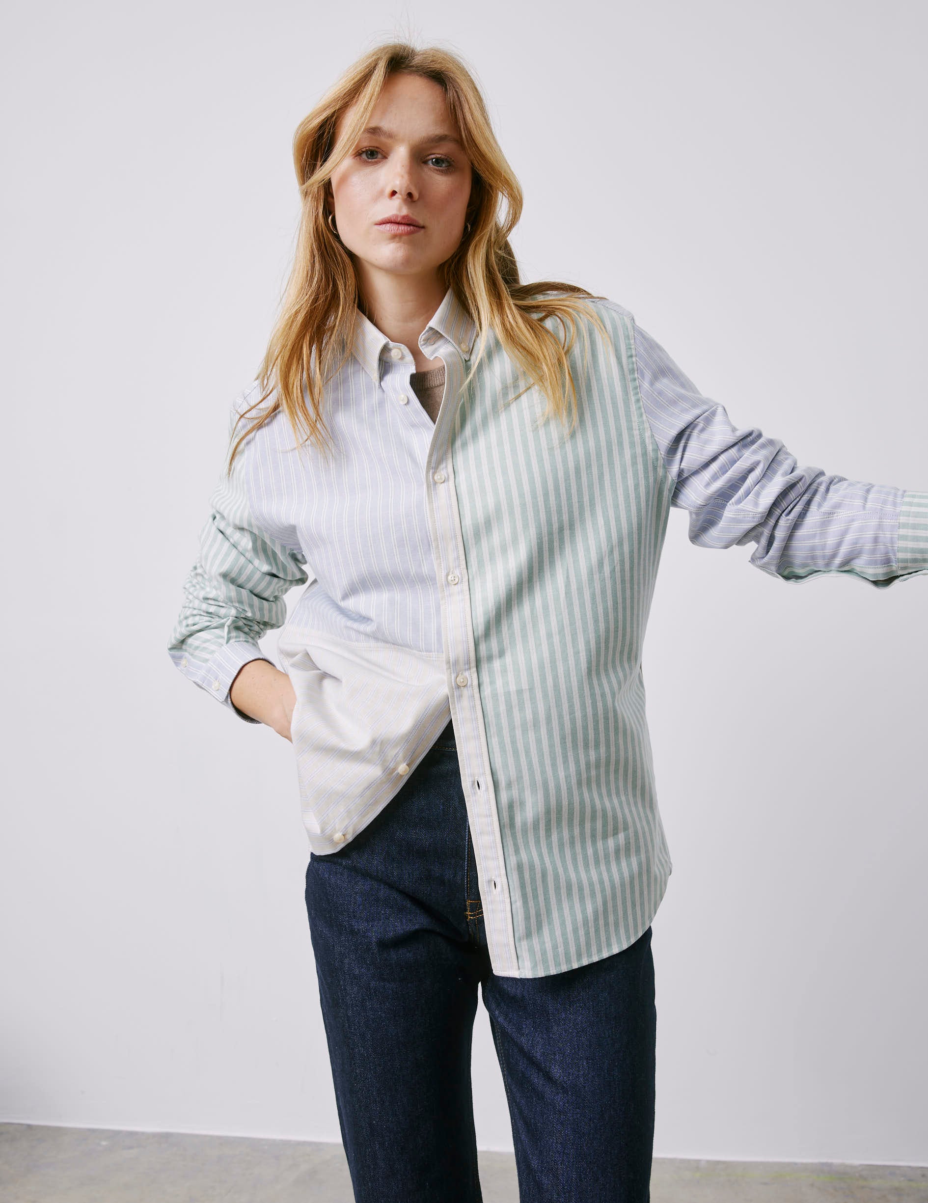 Marvinn blue striped Fun shirt - Oxford - American Collar