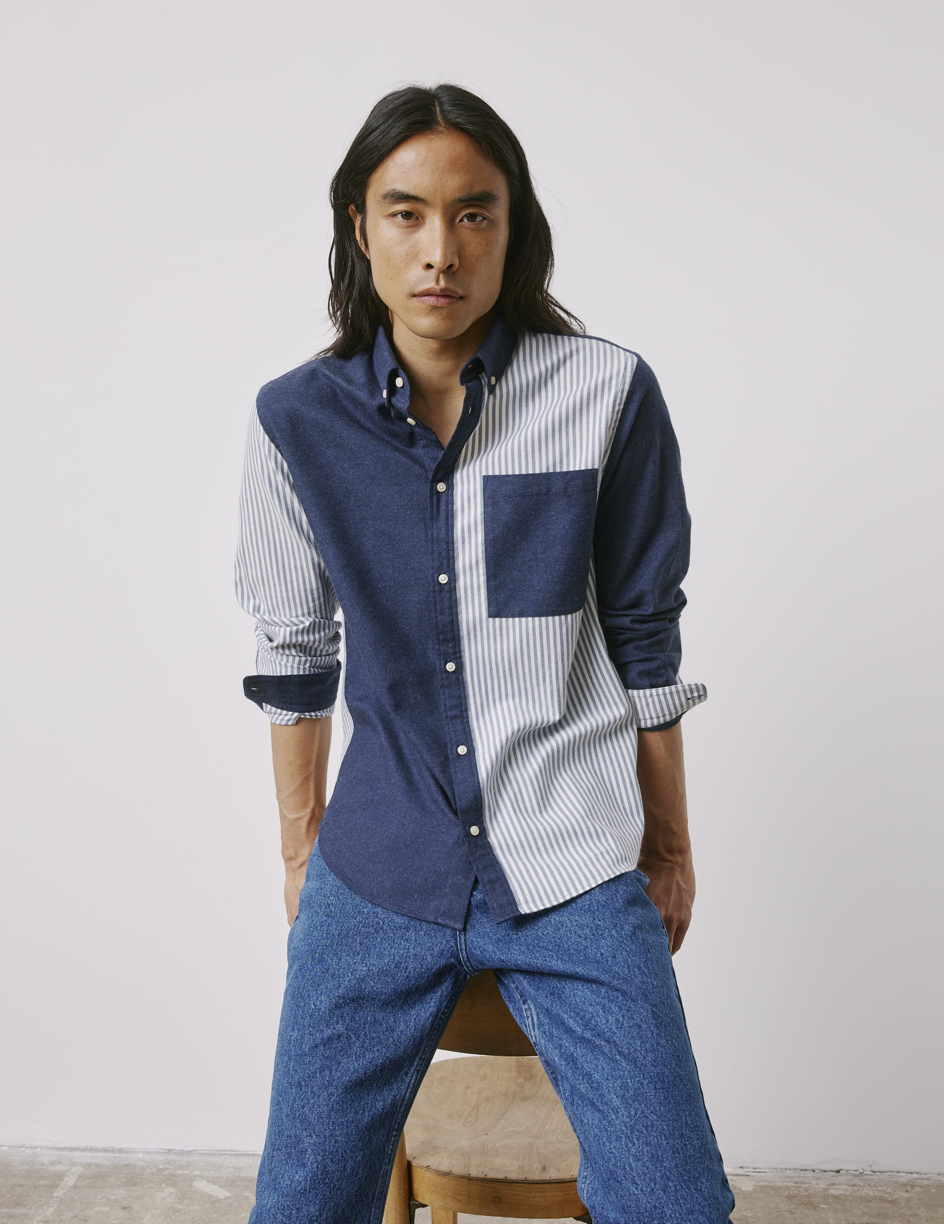 William blue Fun shirt - Flannel - American Collar