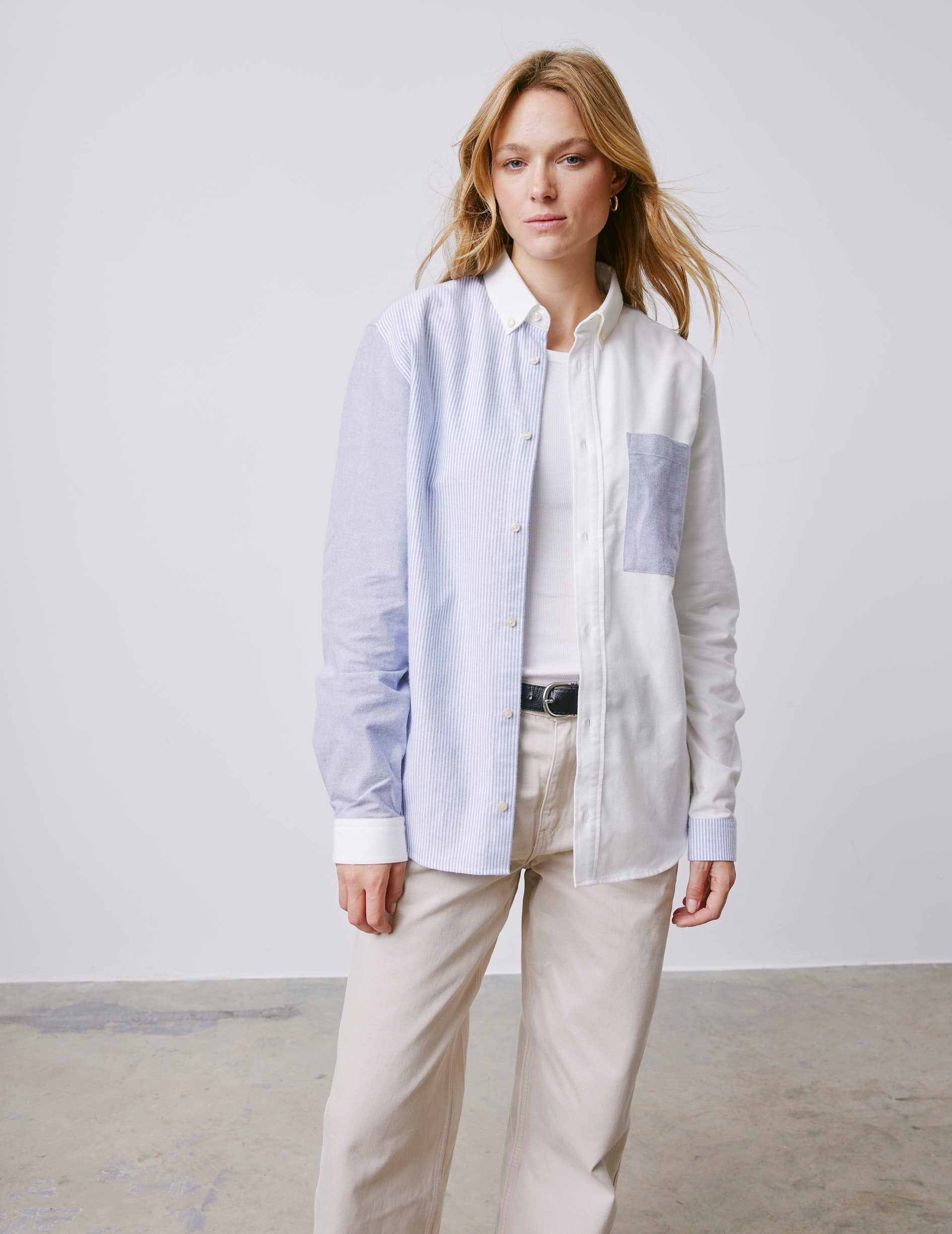 William navy striped Fun shirt - Scratch oxford - American Collar