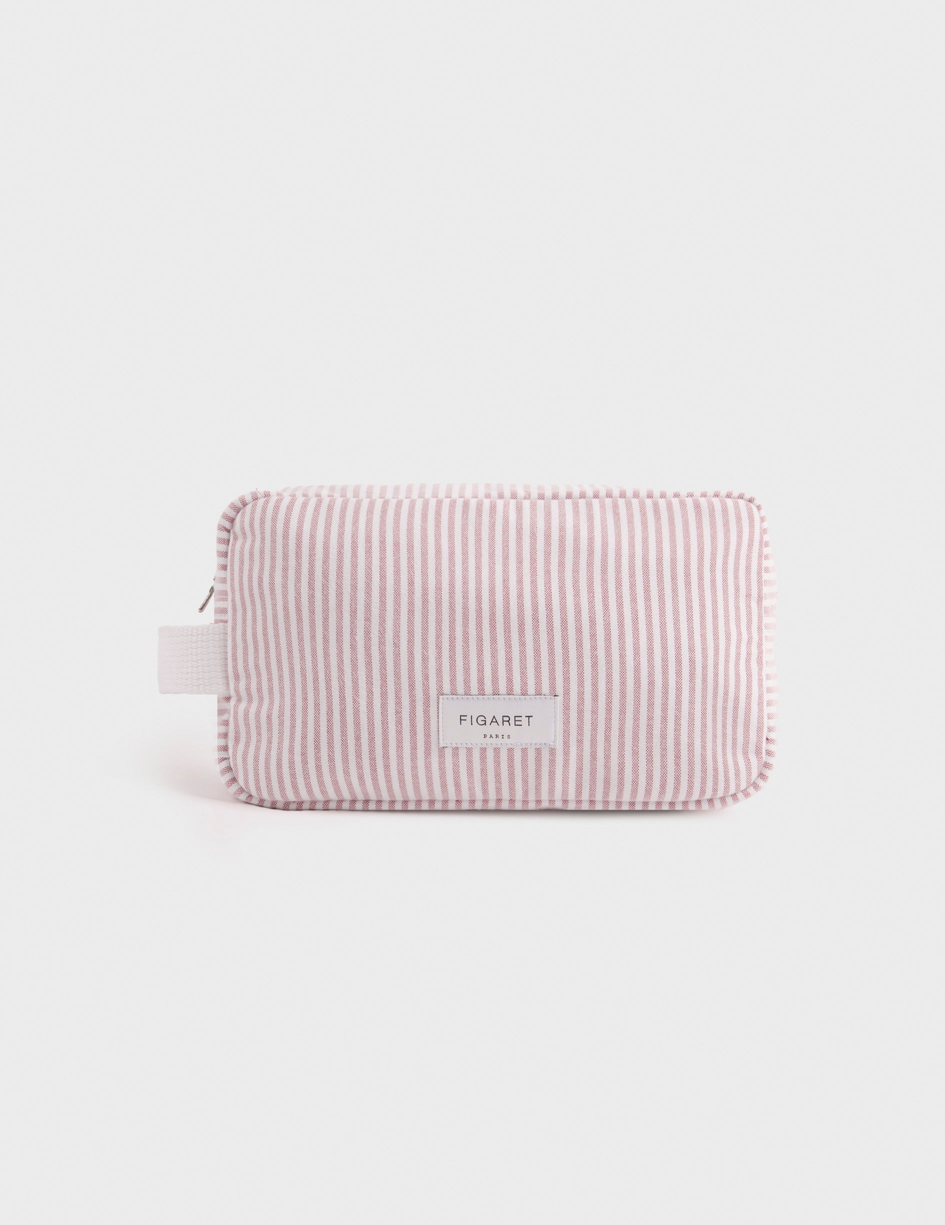 Burgundy striped toiletry bag