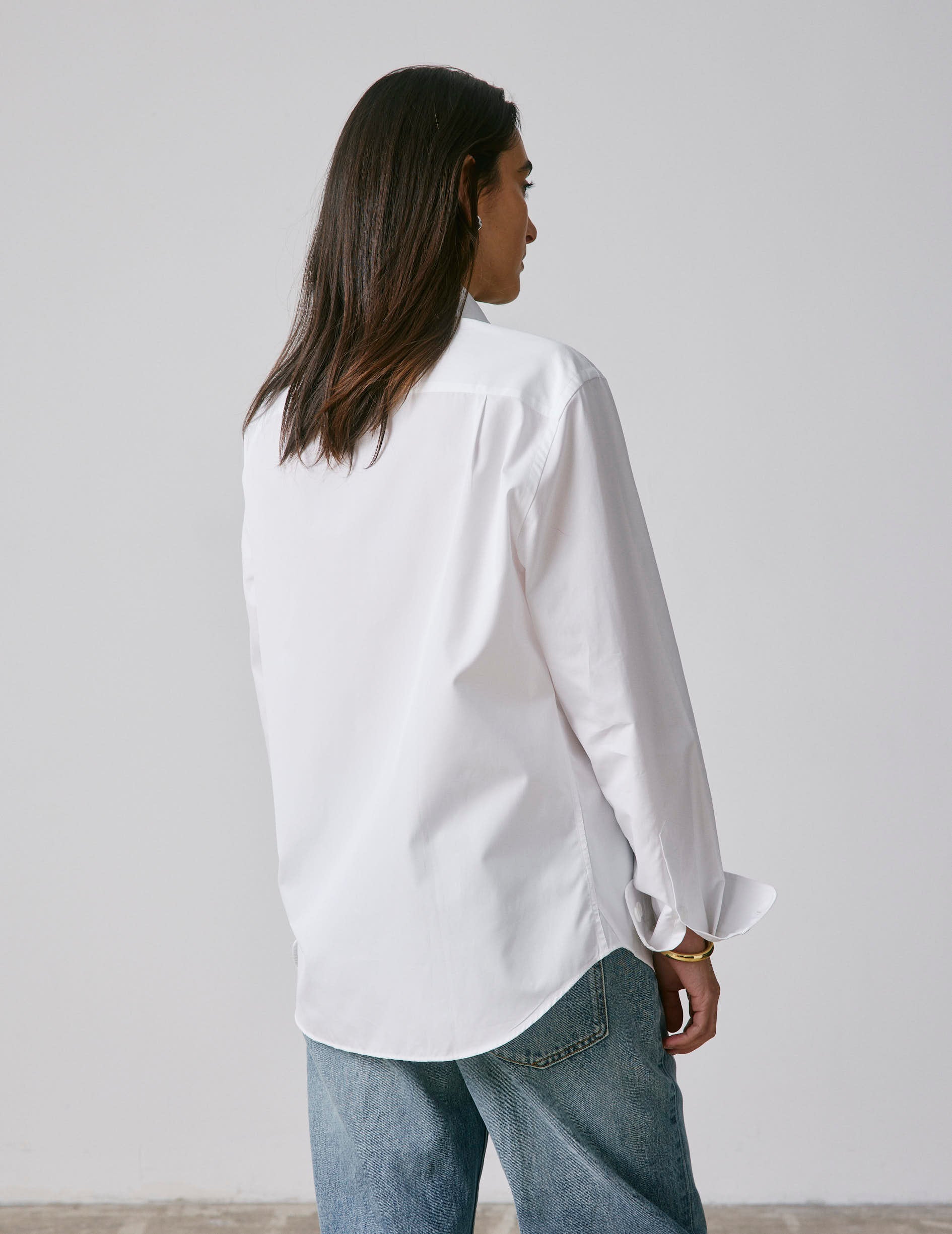 Unisex Ainhoa white shirt - Poplin - Shirt without collar stand Collar