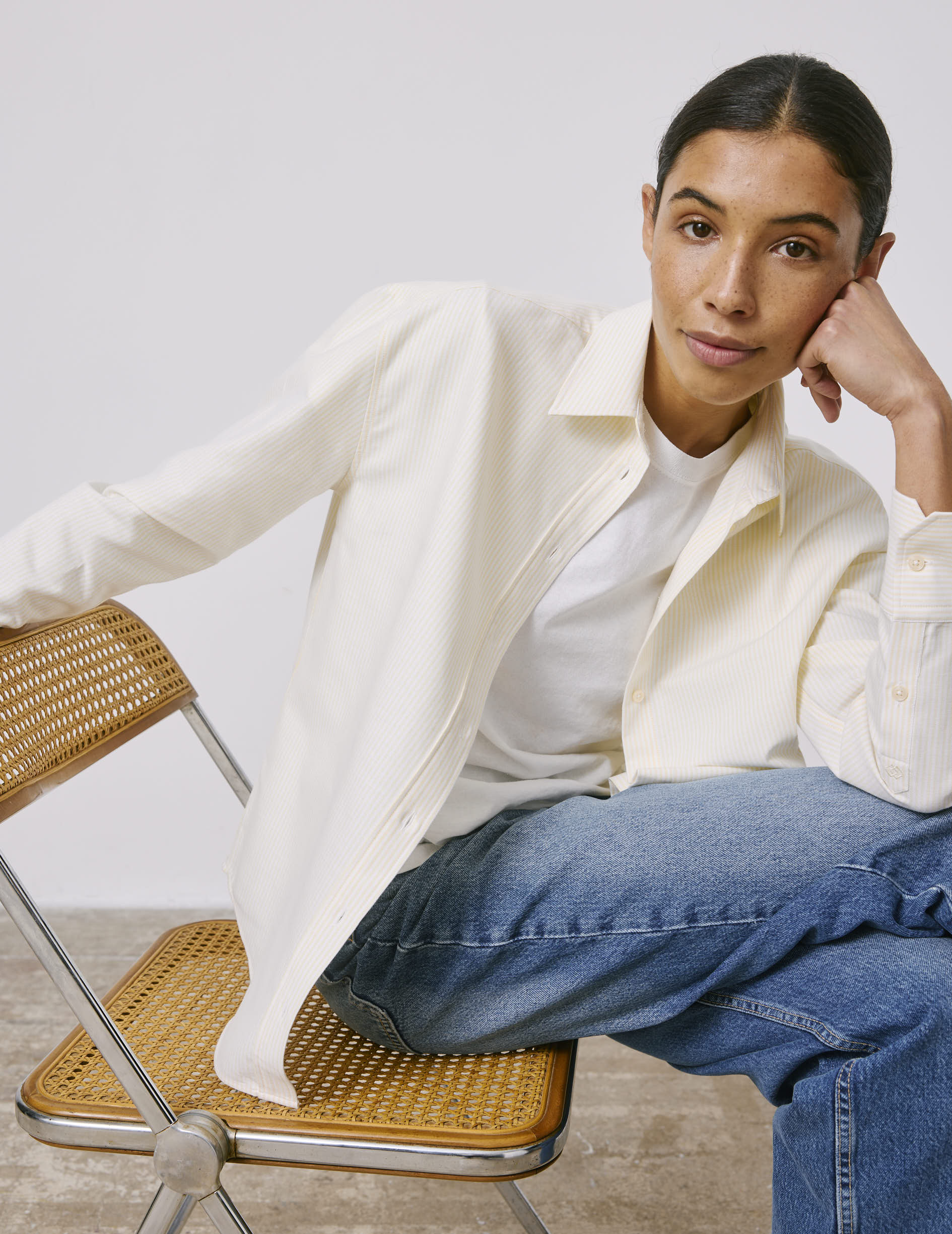 Ambre Striped yellow shirt - Oxford - Shirt Collar