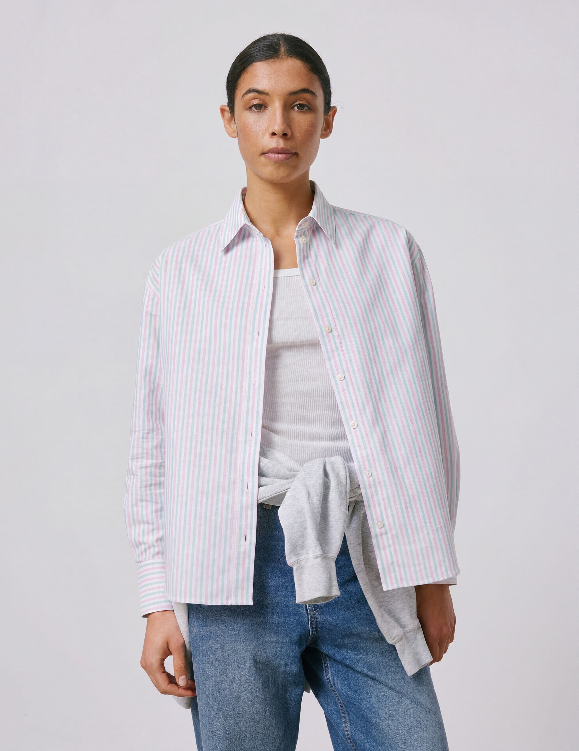 Ambre Striped pink shirt - Oxford - Shirt Collar