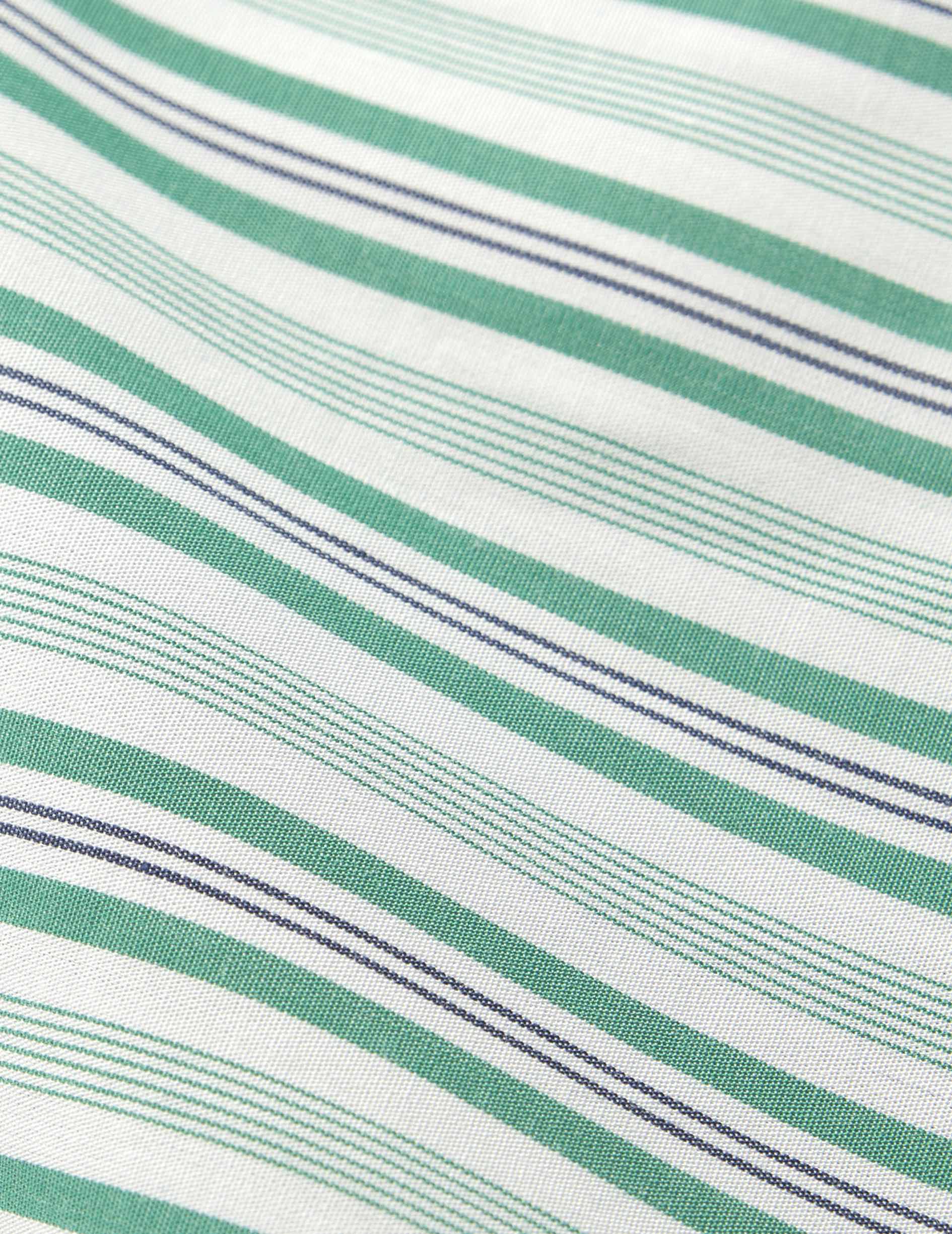 Striped green classic shirt - Popeline - Américain Collar