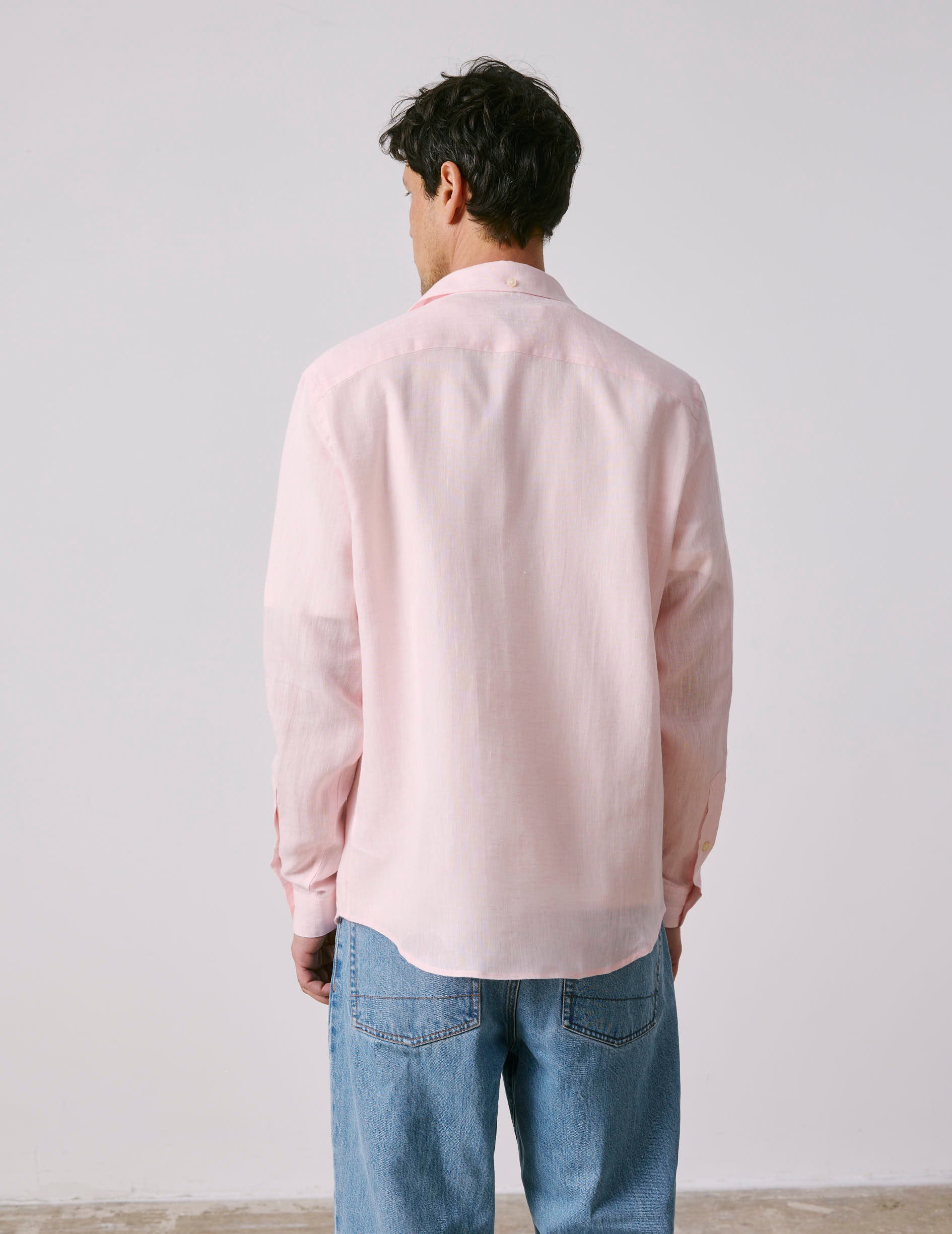 Light pink linen Aristote shirt - Linen - Italian Collar