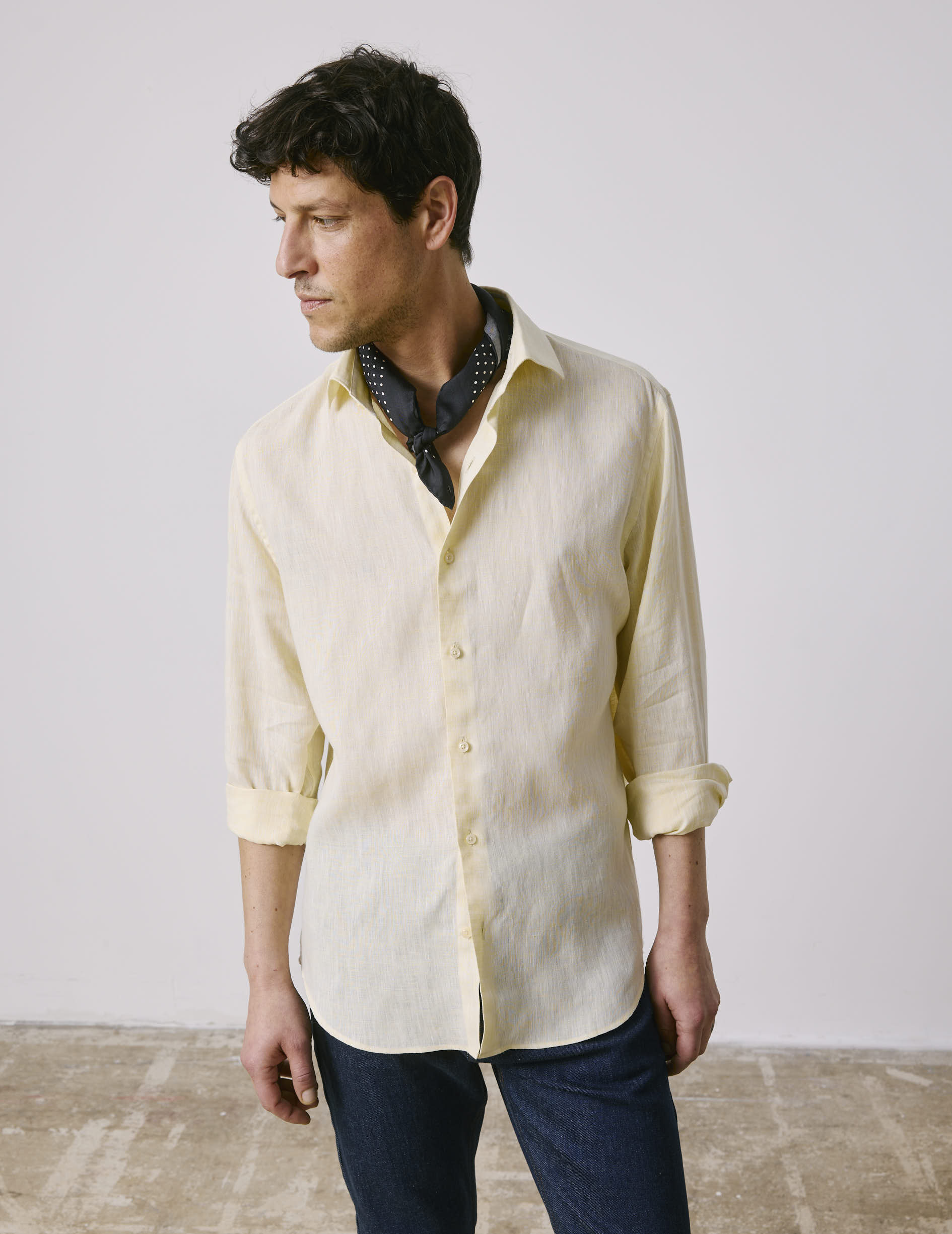 Aristote yellow linen shirt - Linen - Italian Collar