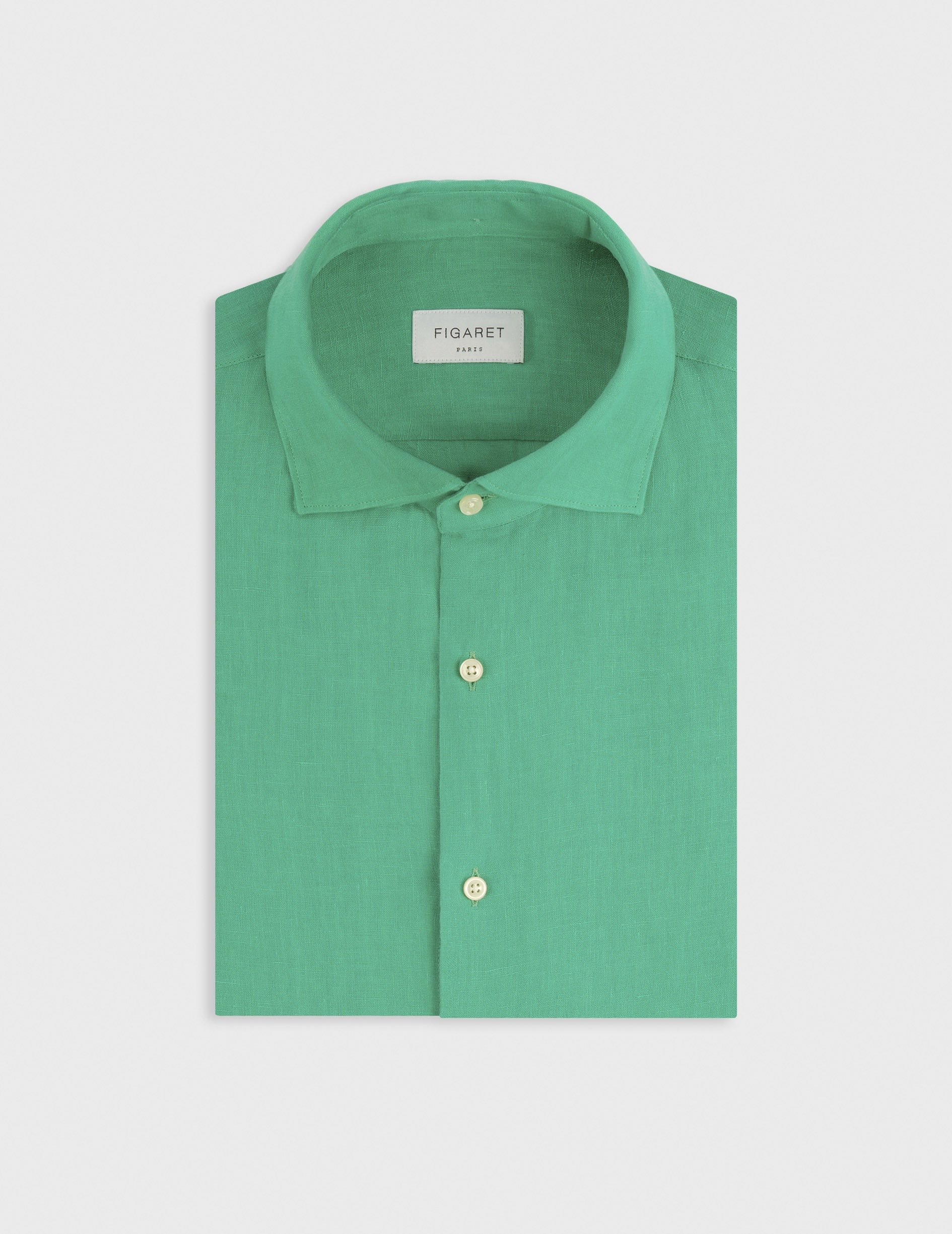 Green linen Aristote shirt - Lin - Italien Collar