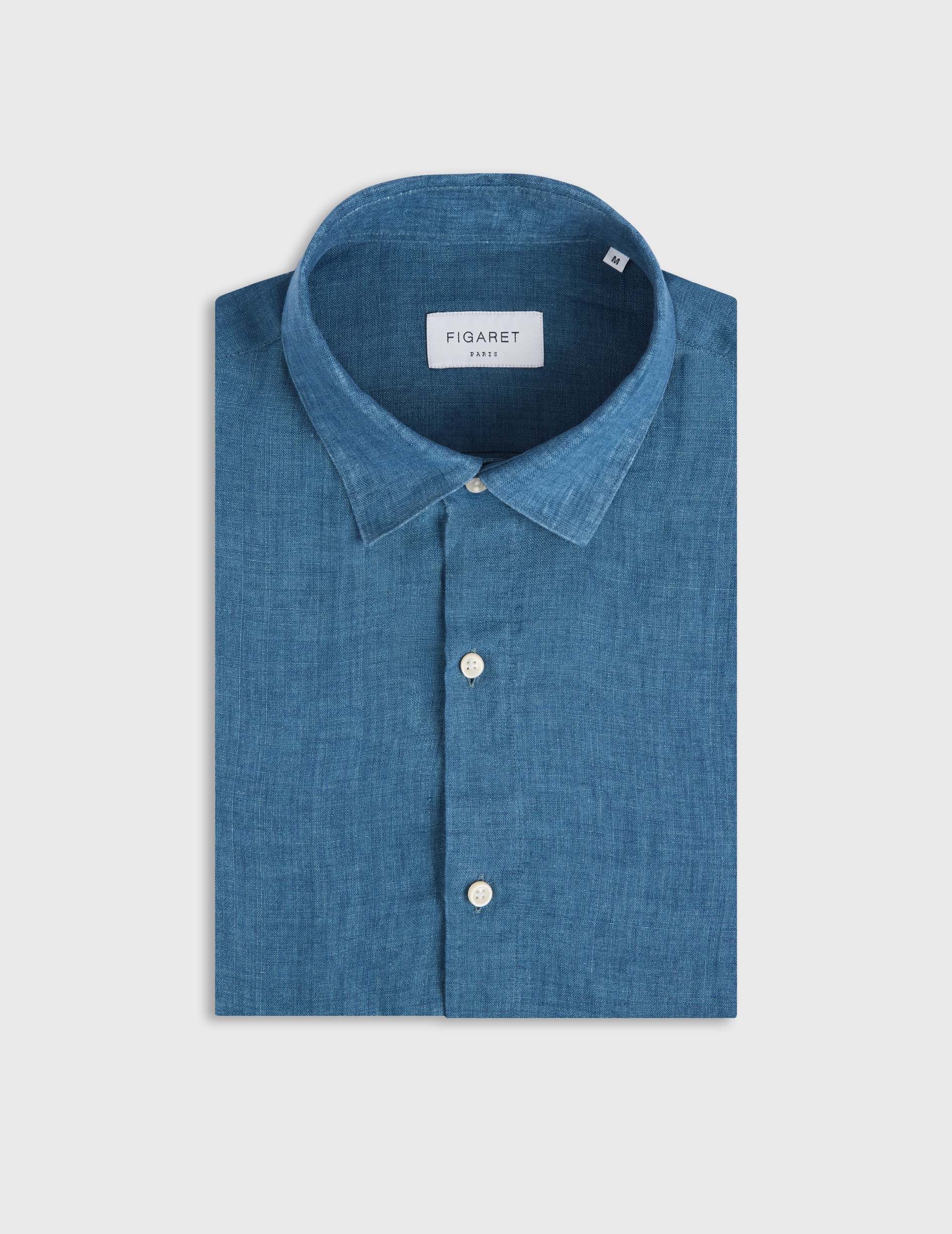 Blue linen Auguste shirt - Linen - French Collar