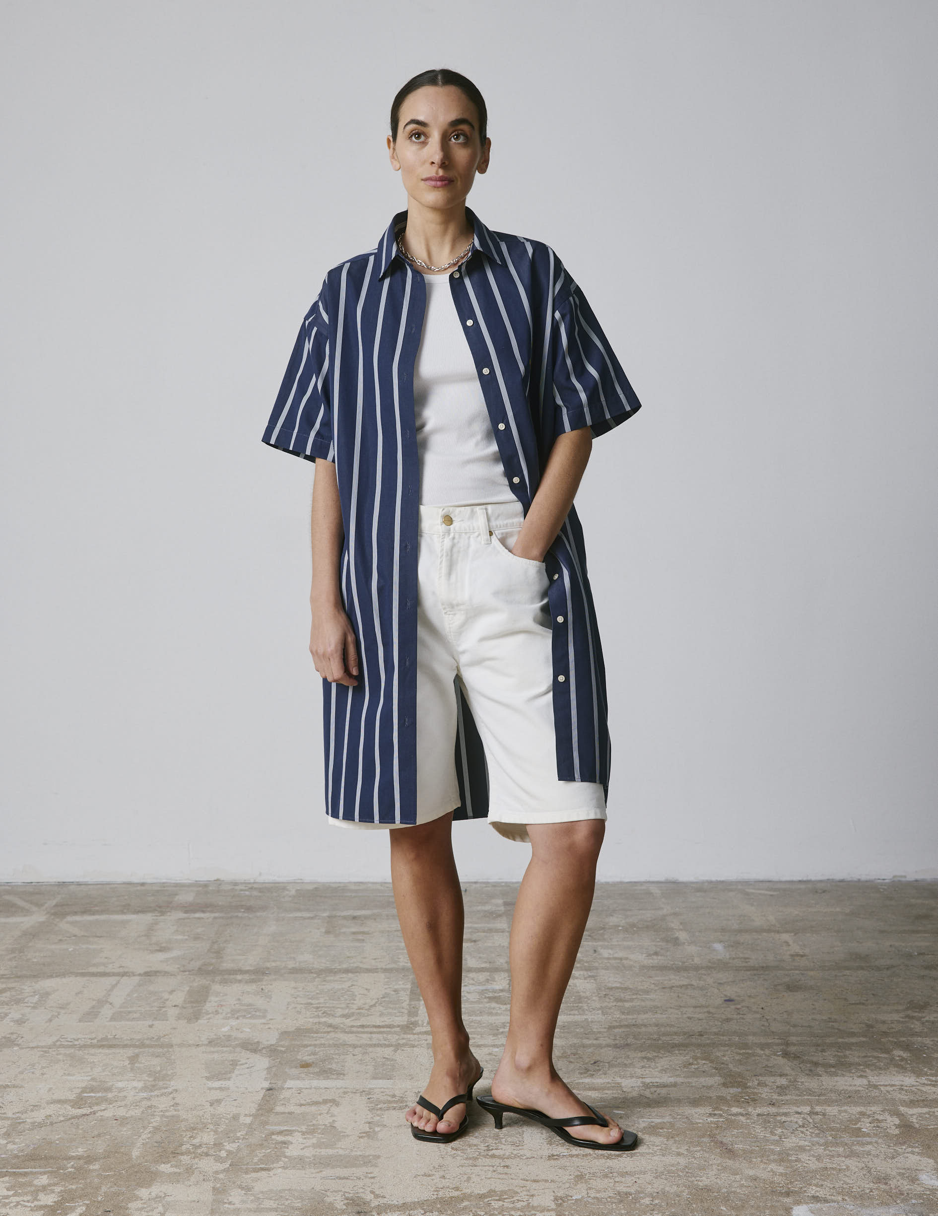 Belharra poplin navy dress