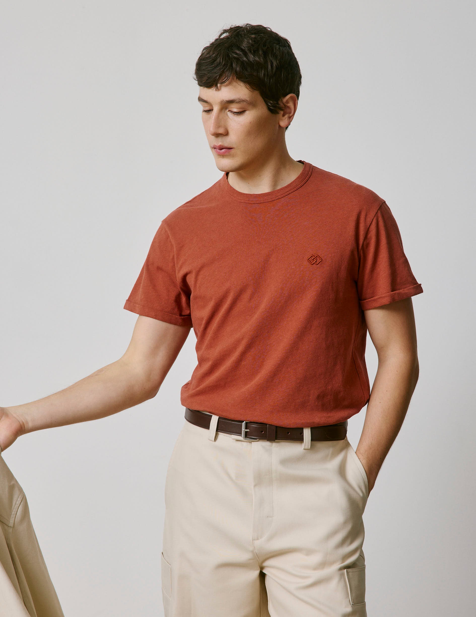 Benny rust cotton and linen T-shirt
