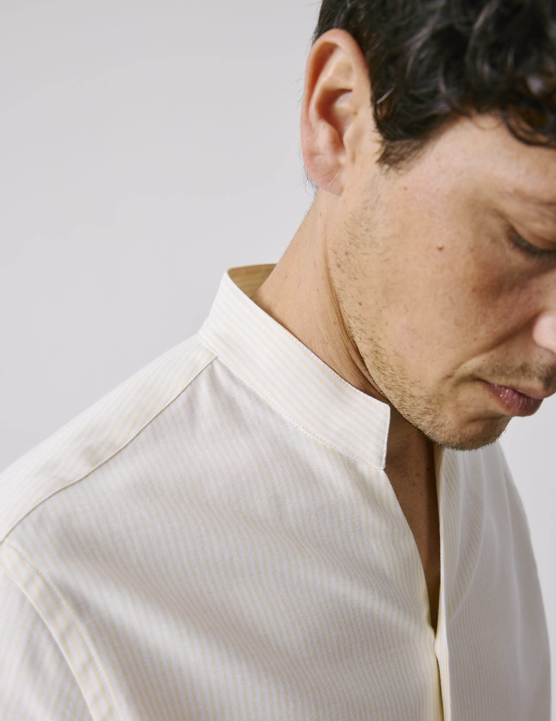 Carl Striped yellowshirt - Oxford - Open straight Collar