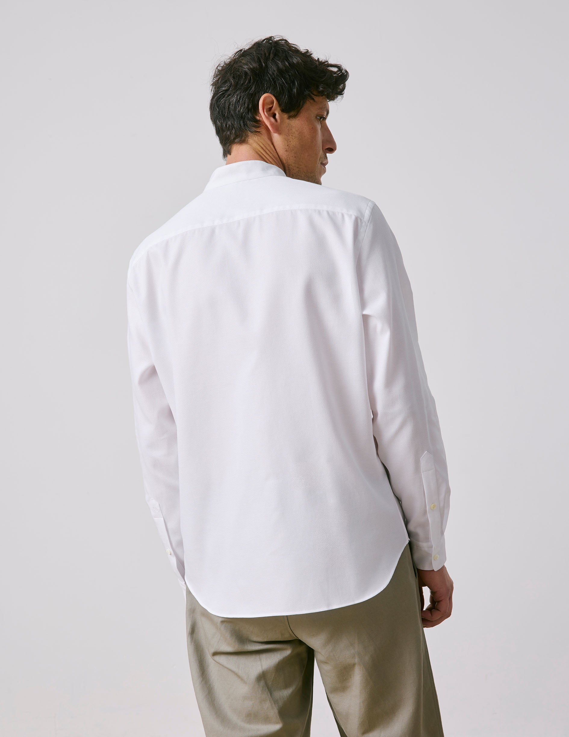 Carl white shirt - Dobby - Open straight Collar