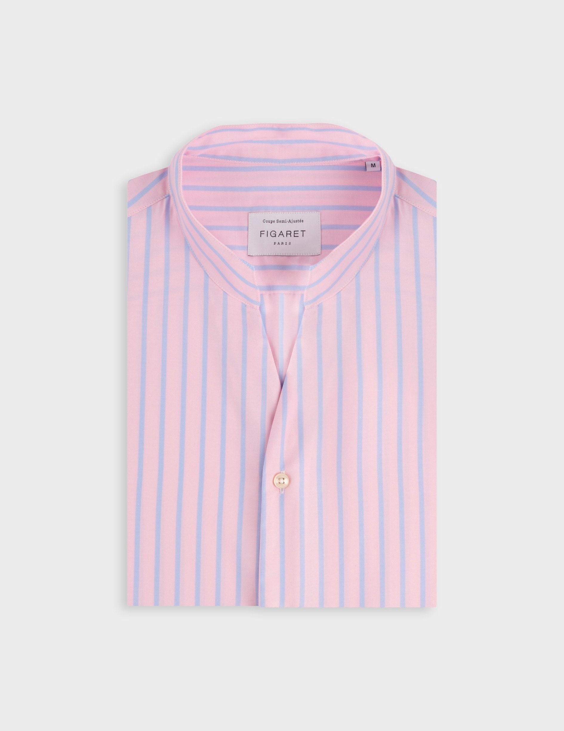 Striped pink Carl shirt - Oxford - droit ouvert Collar