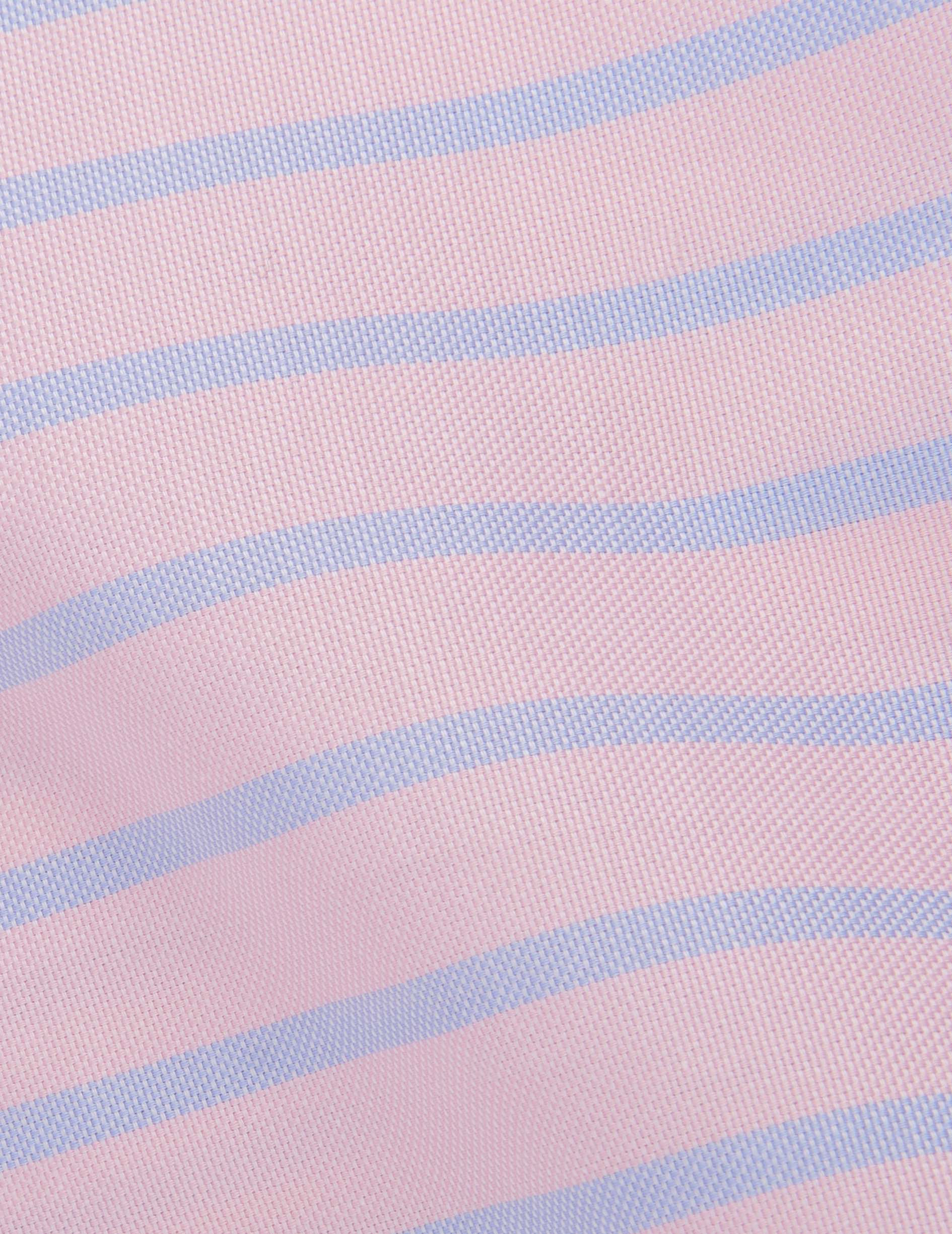 Striped pink Carl shirt - Oxford - droit ouvert Collar