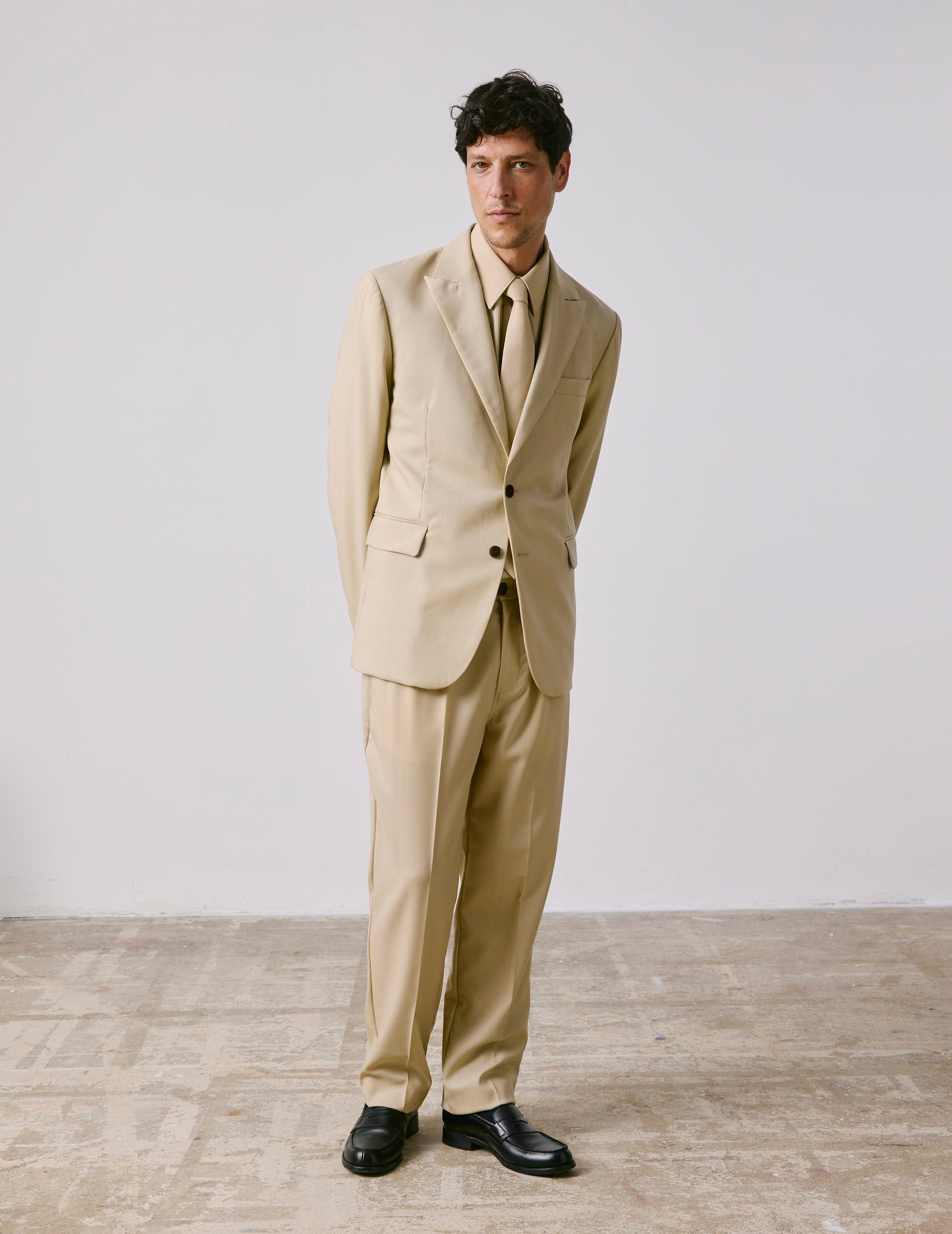 Driss suit pants in beige virgin wool