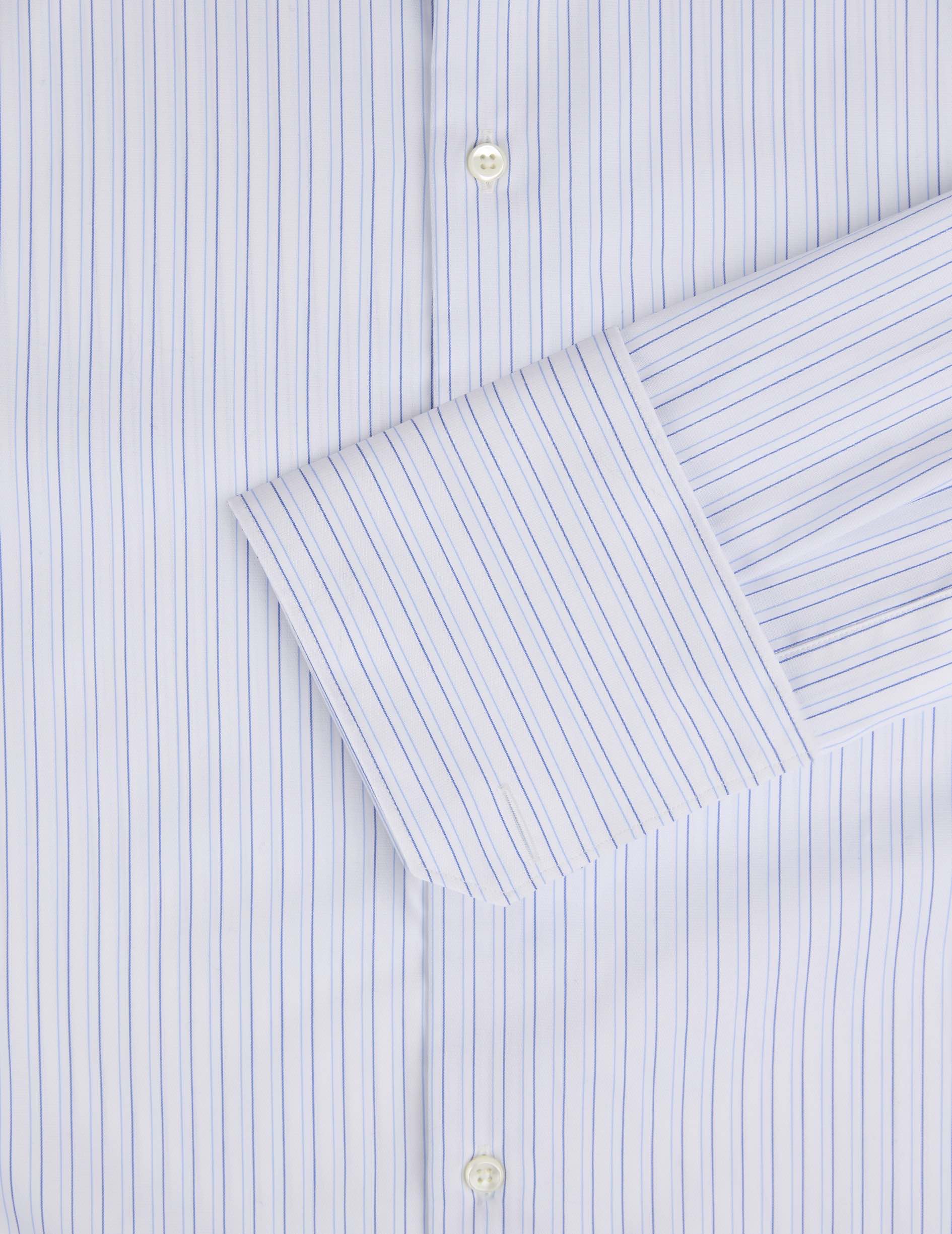 Semi-fitted striped blue shirt - fashioned - Right Collar - Musketeers Cuffs