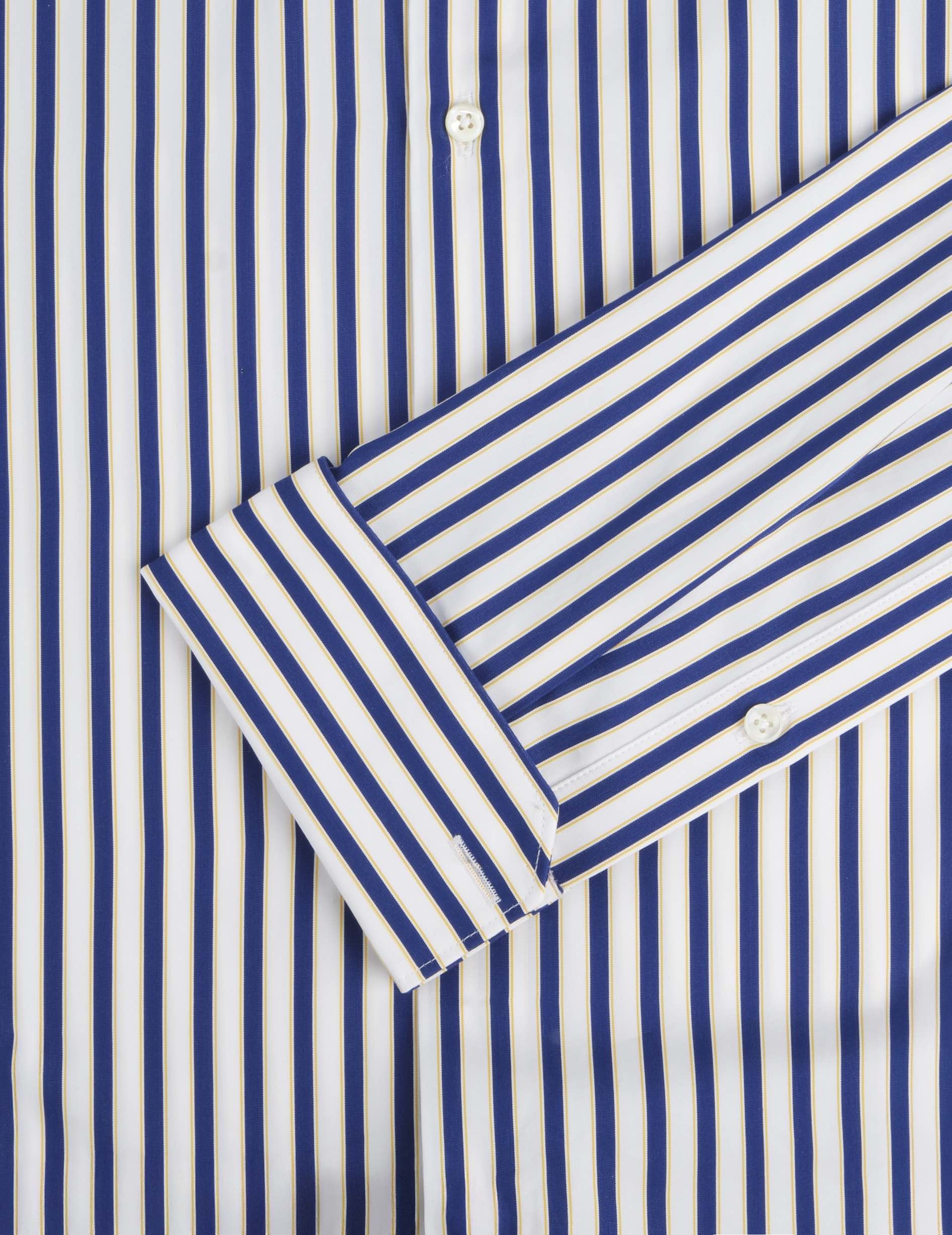 Semi-fitted striped blue shirt - Poplin - Figaret Collar - French Cuffs
