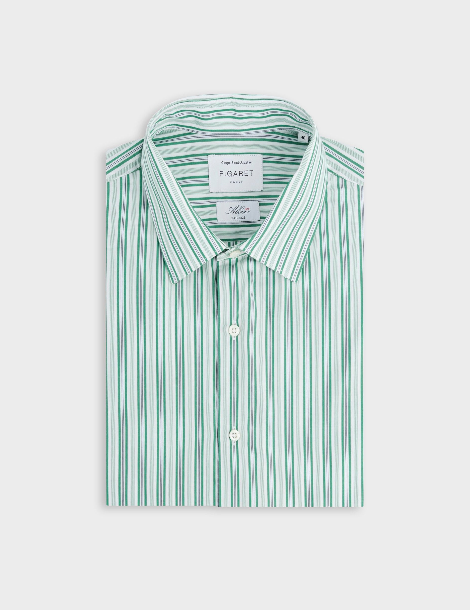 green and white striped mens dress shirt Indochino Men's Custom Hunton Stripe Hunter Green Shirt