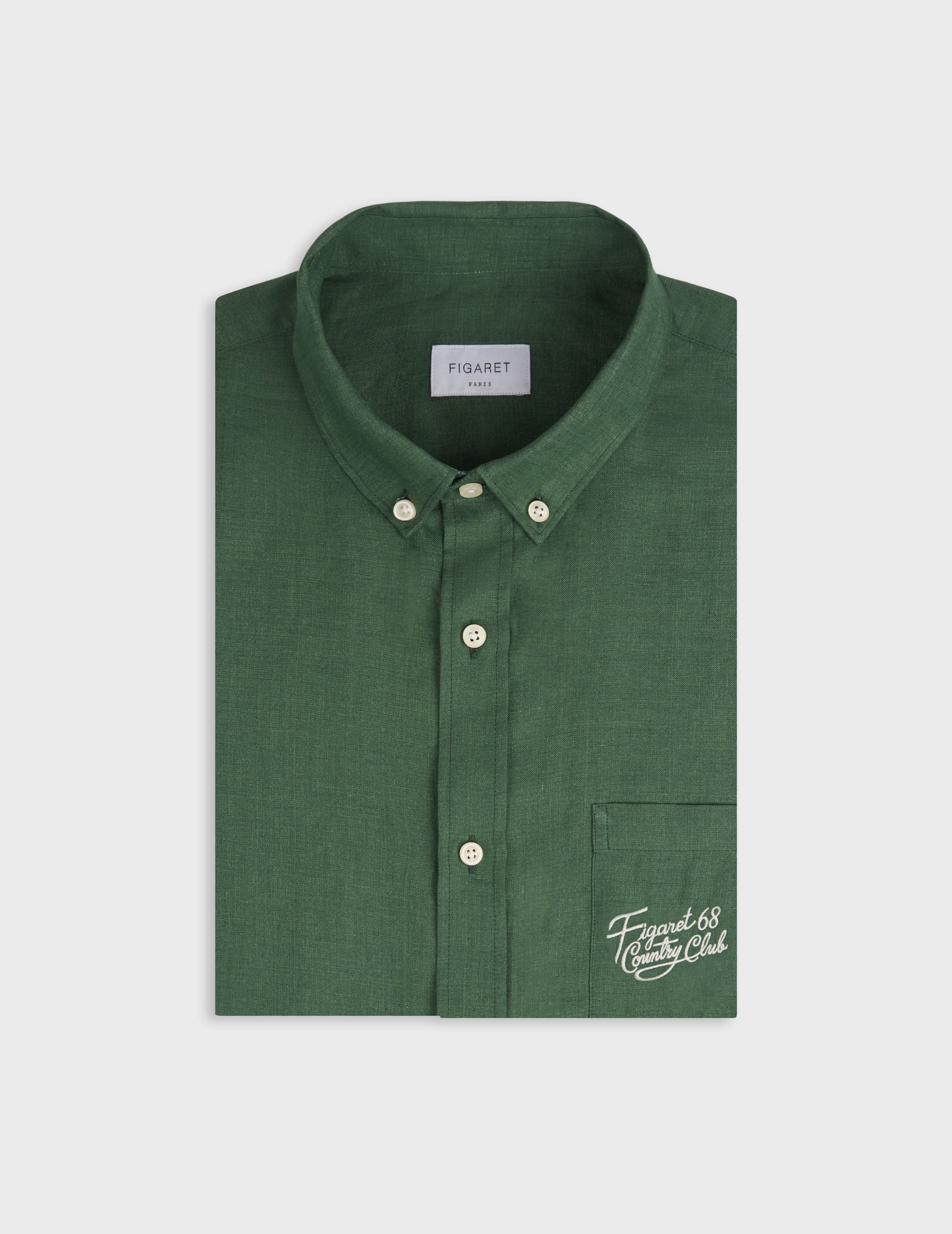 Green linen Gabriel shirt - Linen - American Collar