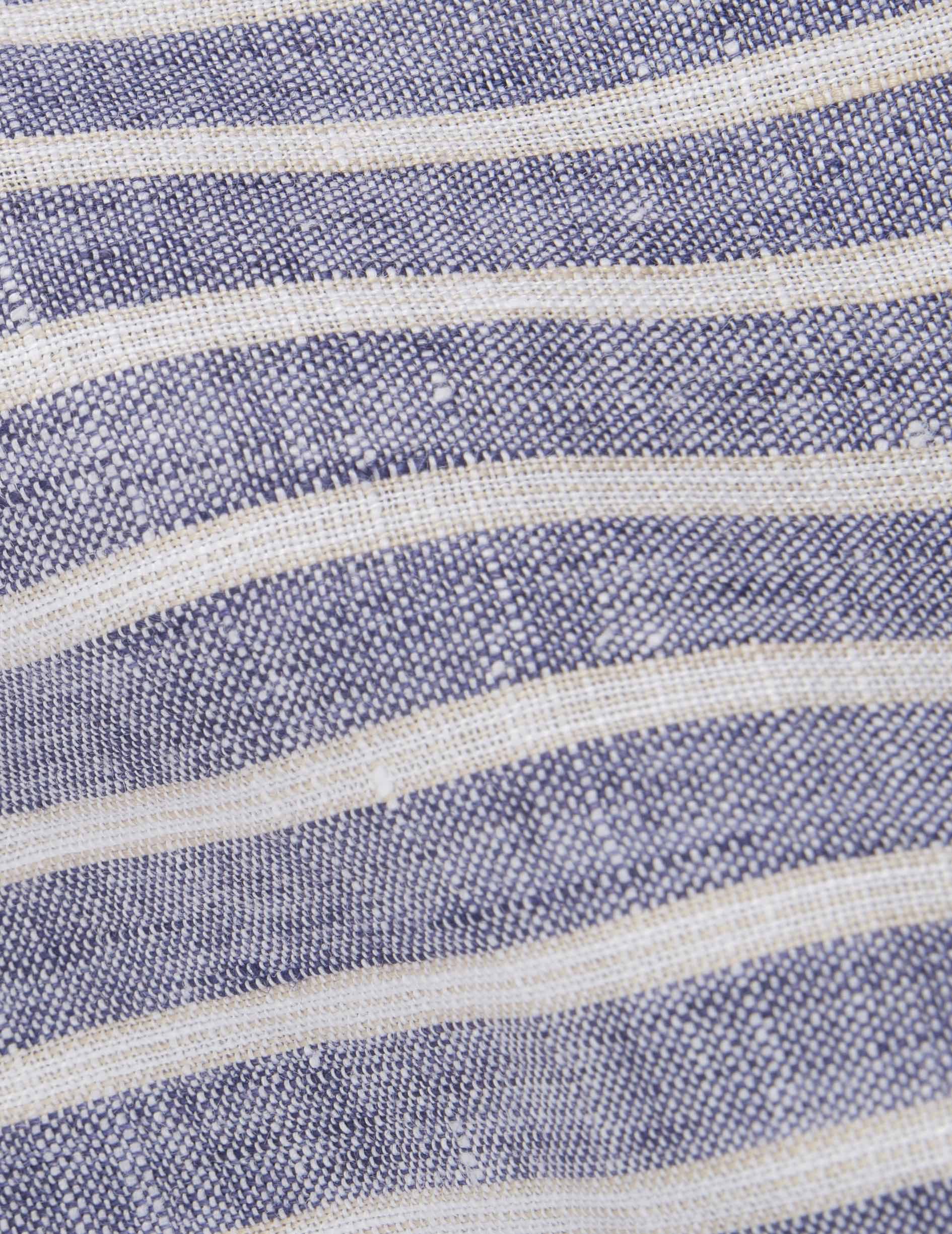 Striped blue linen Gaspard shirt - Linen - American Collar