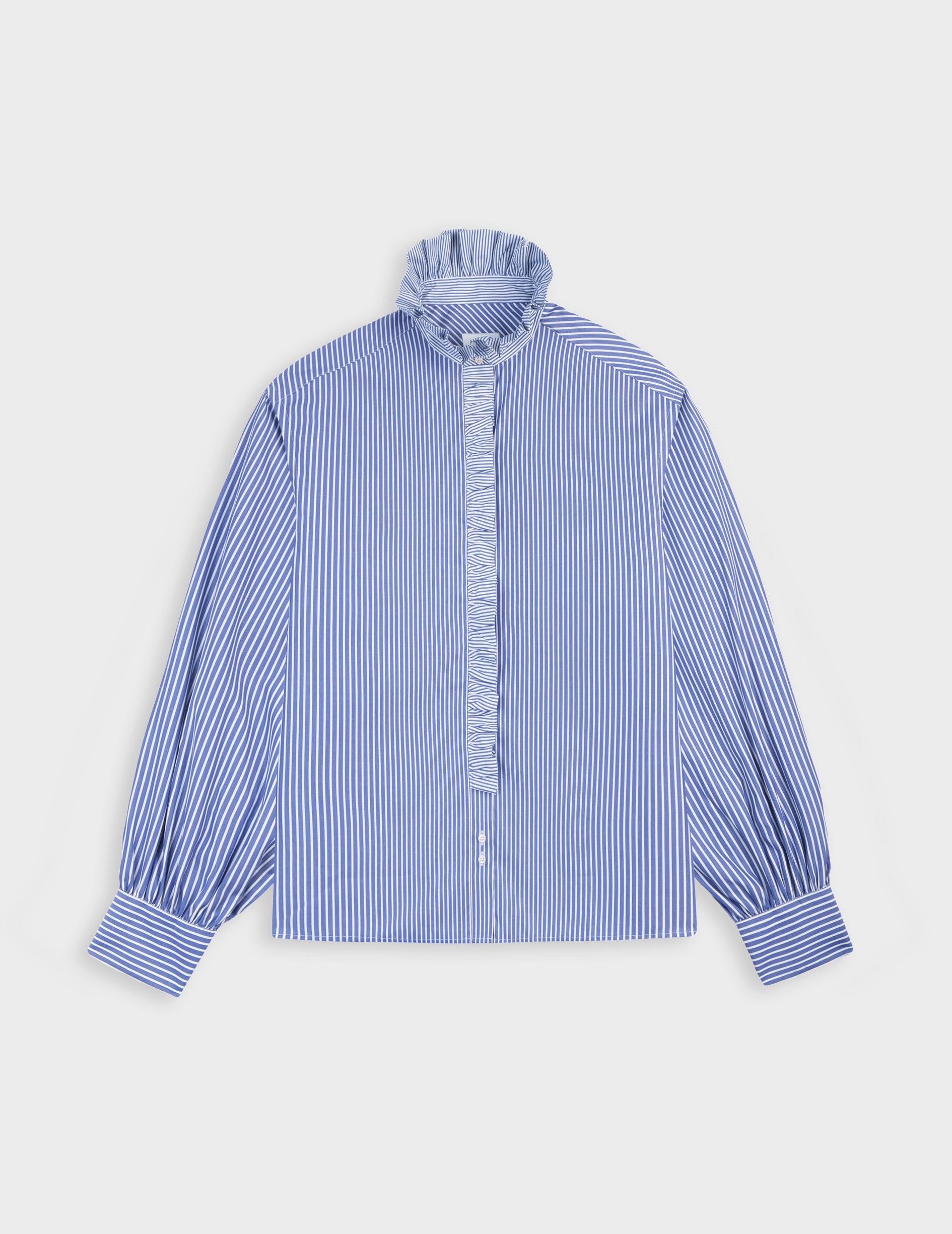 Greta striped blue shirt - Poplin - Victorian Collar