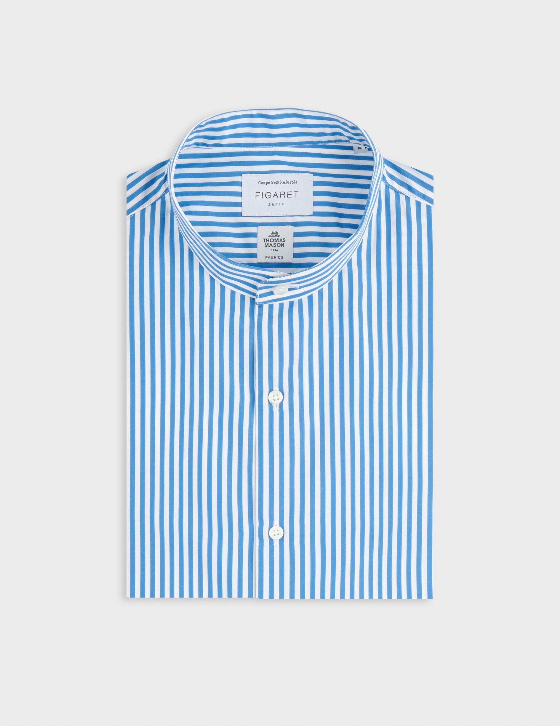 Blue Herwin shirt - Popeline - Officier Collar